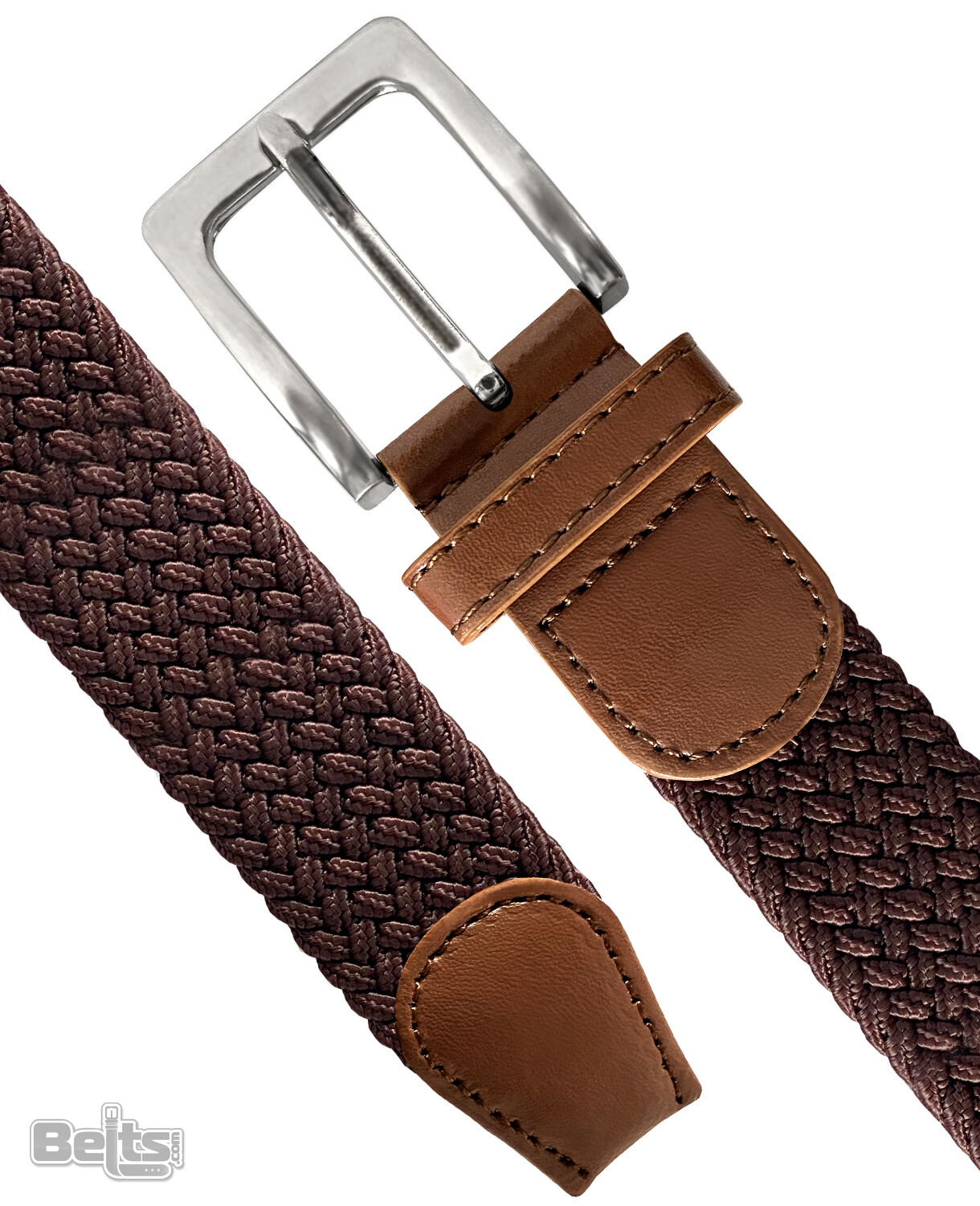 Men’s Stretch Belt Braided Elastic Casual Weave Canvas Fabric Woven Belt 1-3/8″