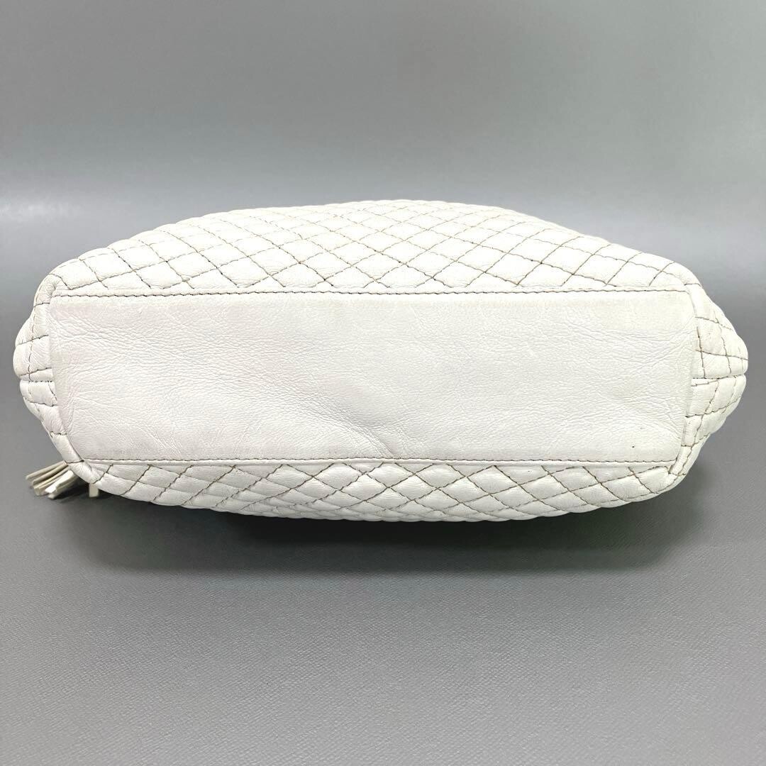 BALLY White Quilted Leather Gold Hardware Crossbody Shoulder Bag Italy