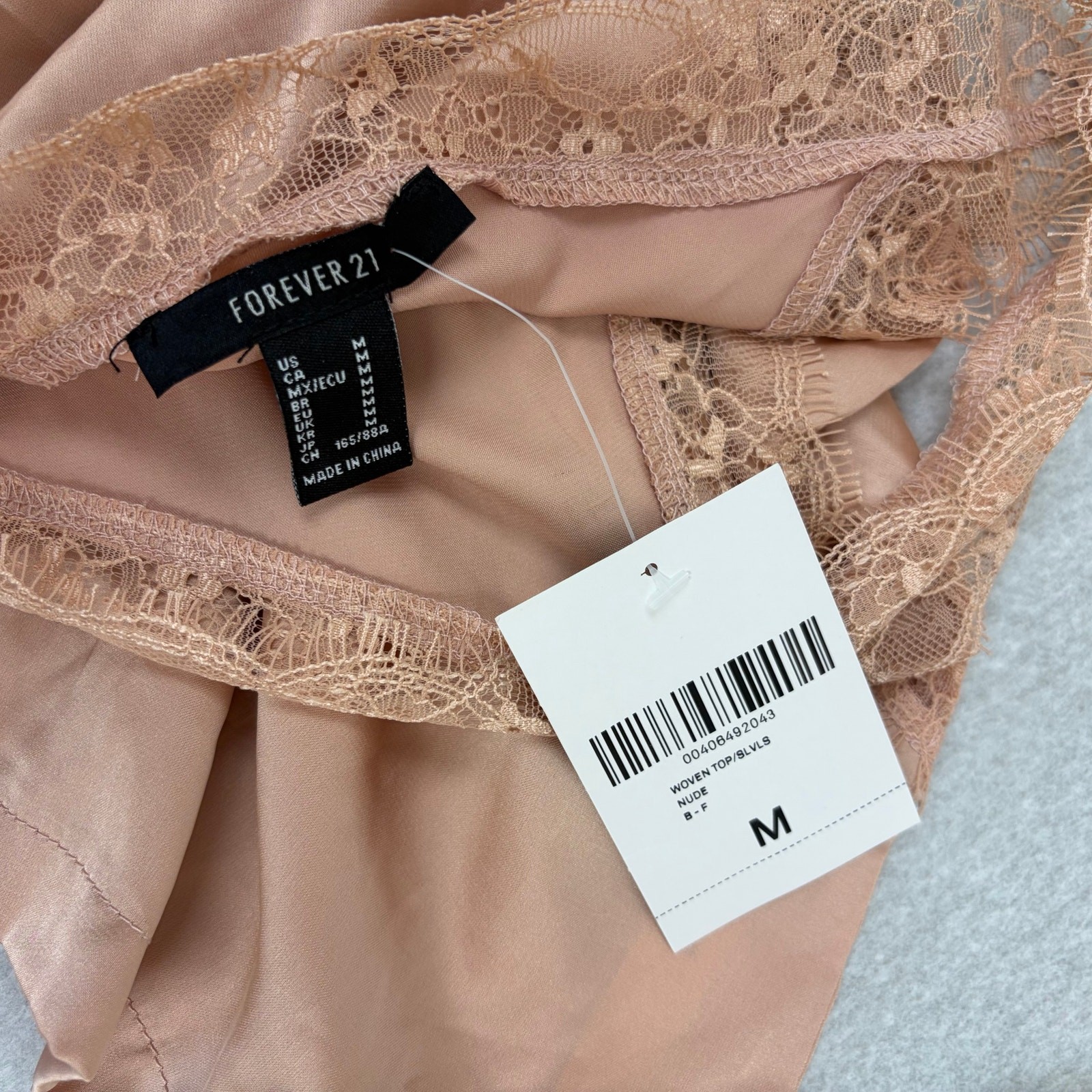 NEW Forever 21 Boudoir Coquette Romantic with Lace and Rouching Satin Cami M
