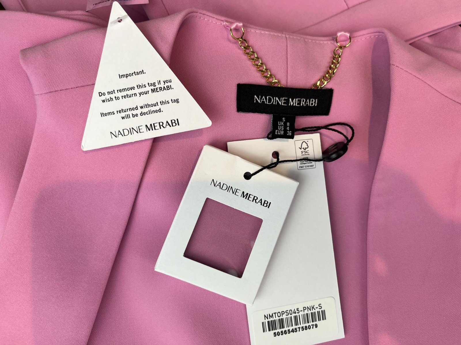 NADINE MERABI Zoe Waistcoat & Charlotte Trousers, Pink SMALL UK8 EU36 US4 RP£500