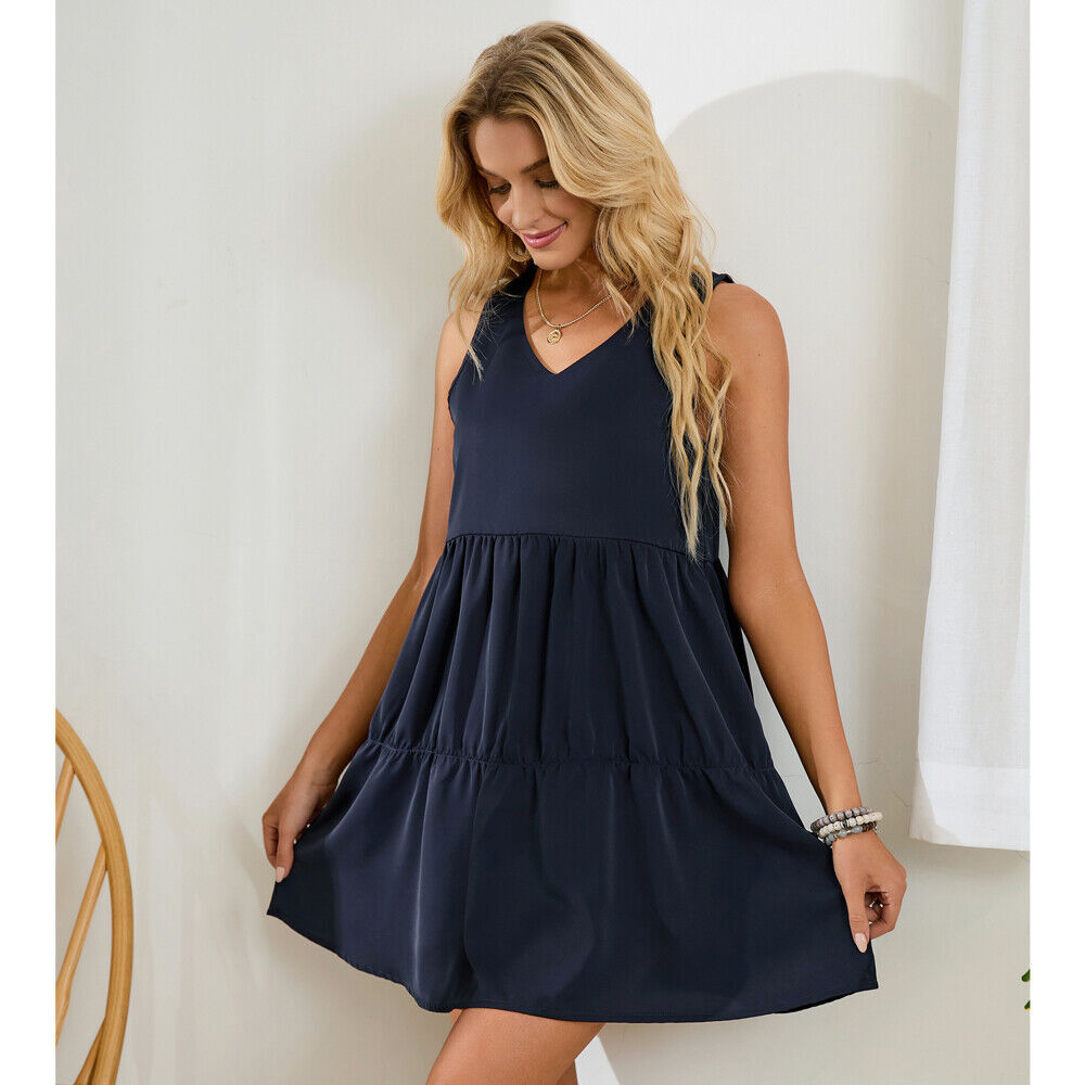 Women’s Summer Sleeveless Dress Casual Loose Flowy Swing Shift Dress Tank Top