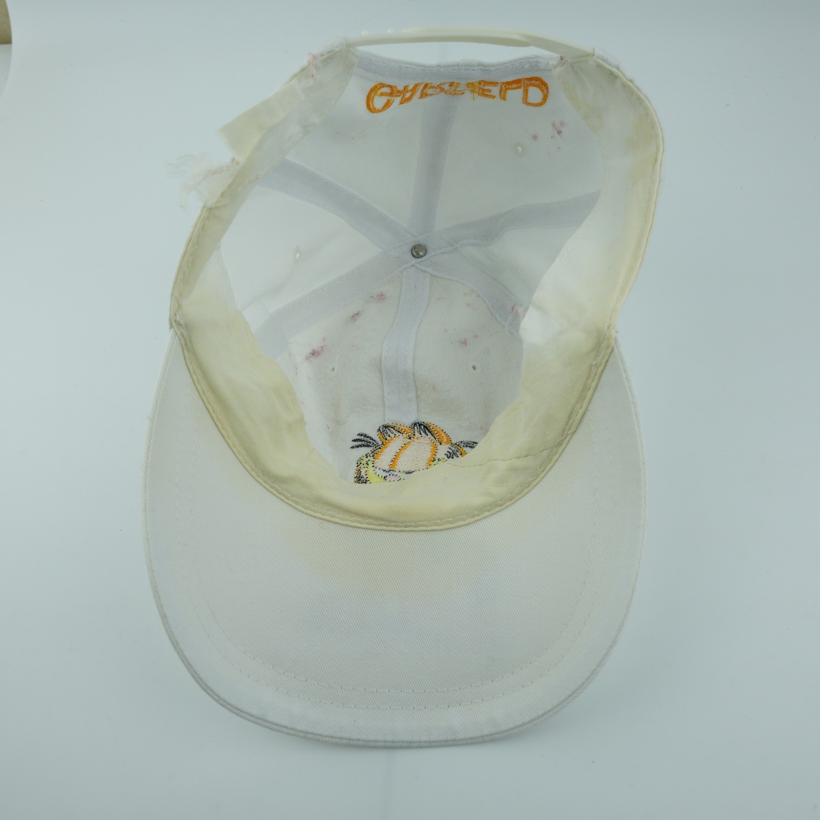 Vintage 90s Garfield Hat Cap Snapback White Cartoon Nostalgia Collectible