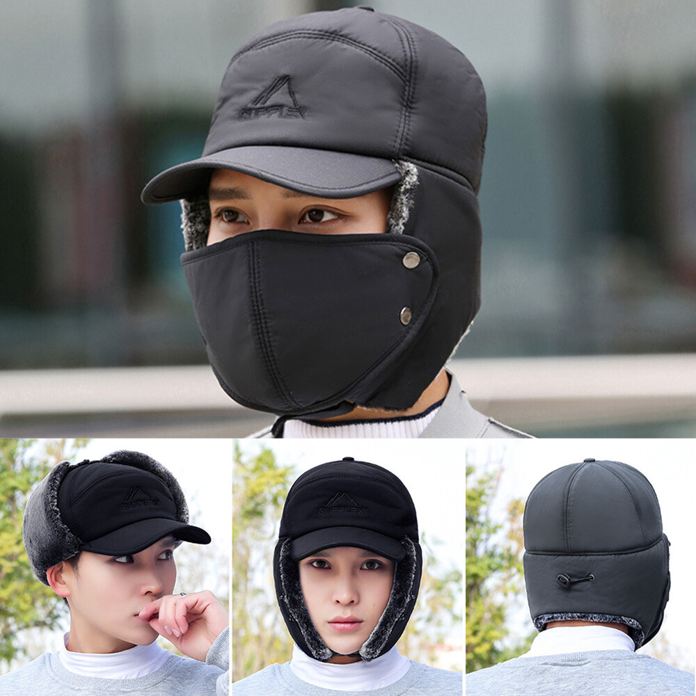 Men Women Winter Ear Flap Trapper Avaitor Warm Hat Ushanka Baseball Cap Thermal