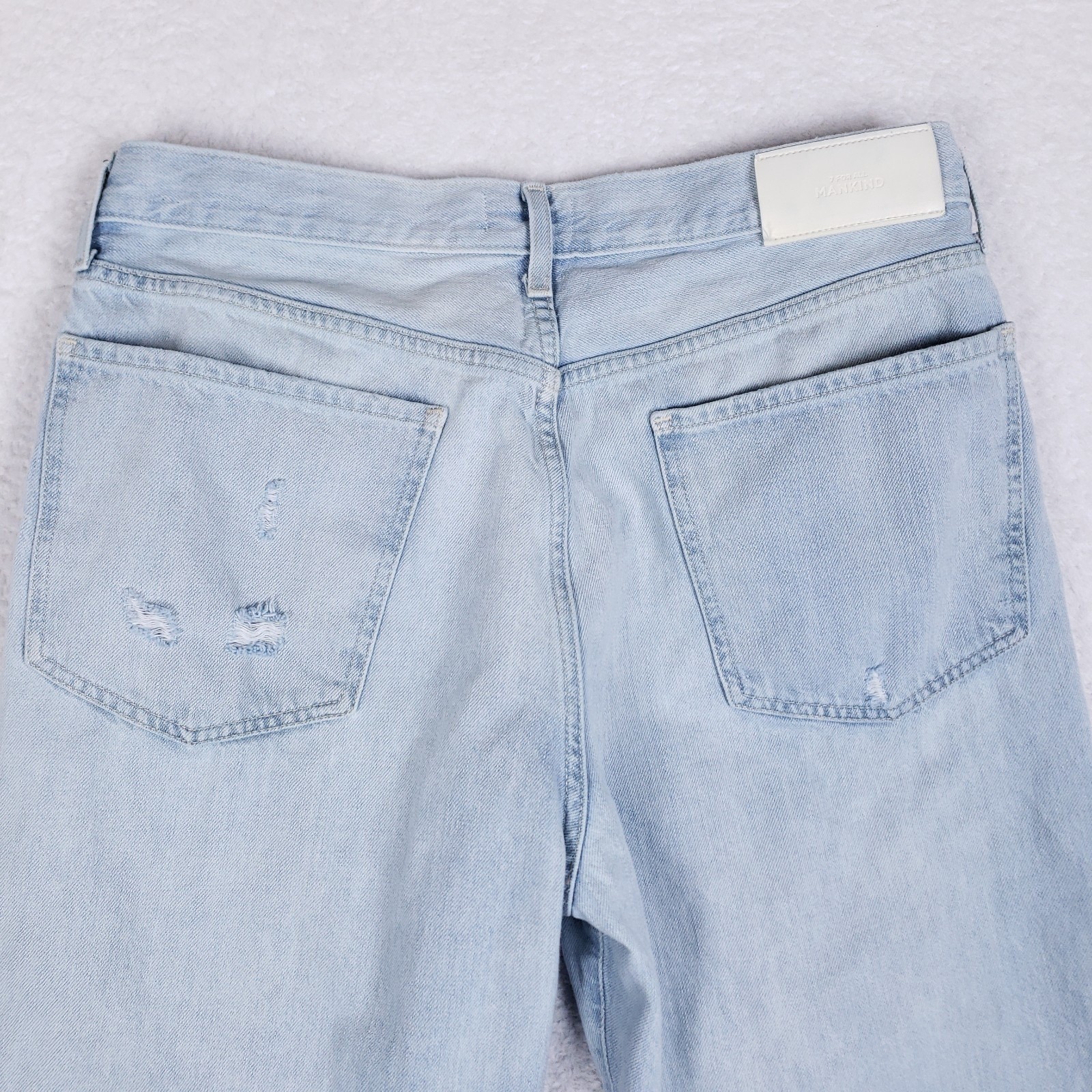 7 For All Mankind 31 Easy Straight High Rise Light Wash Jeans Button Fly Rigid