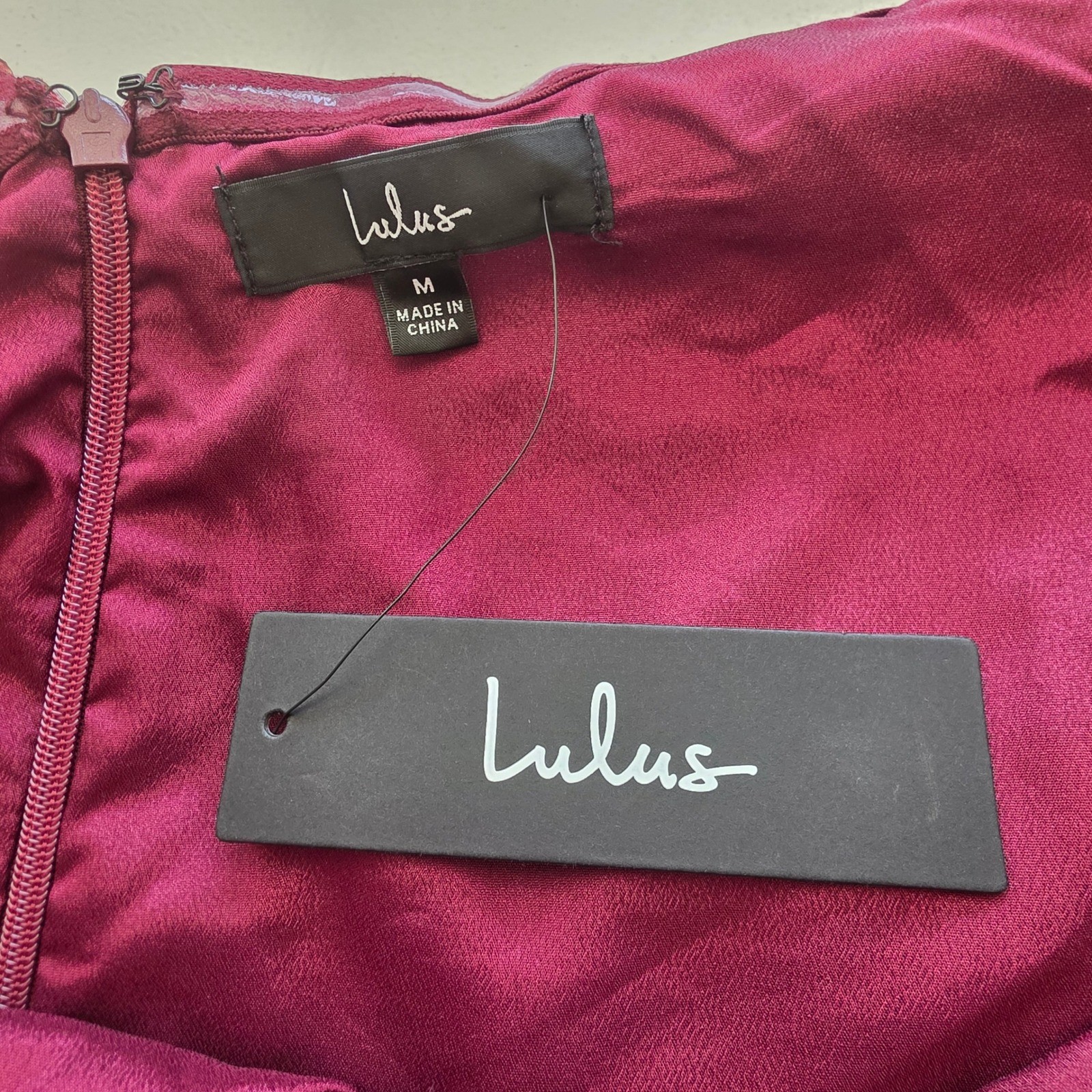 Lulus Mini Dress NWT Burgundy Wine Red Floral Rose Organza Babydoll Medium