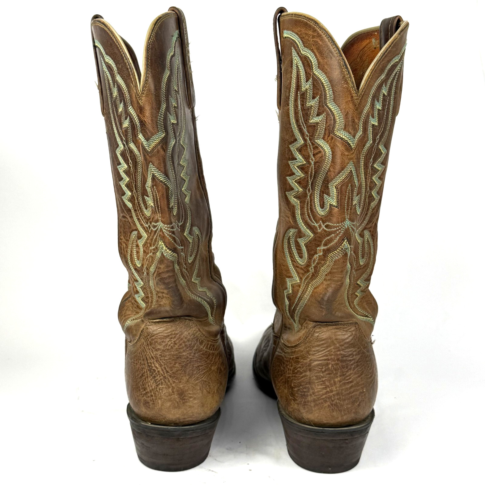 Lucchese 2000 Brown Bullhide Leather Round Toe T3253R Mens Cowboy Boots sz 9.5D