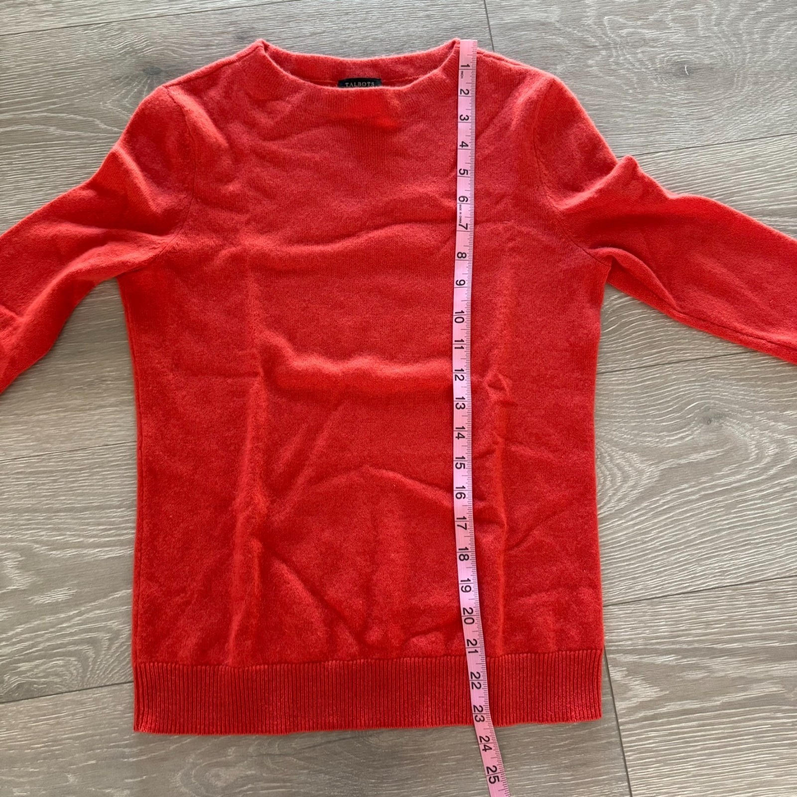 Talbots Audrey Womens Bright Red Tight-Knit 100 % Cashmere Pullover Sweater S