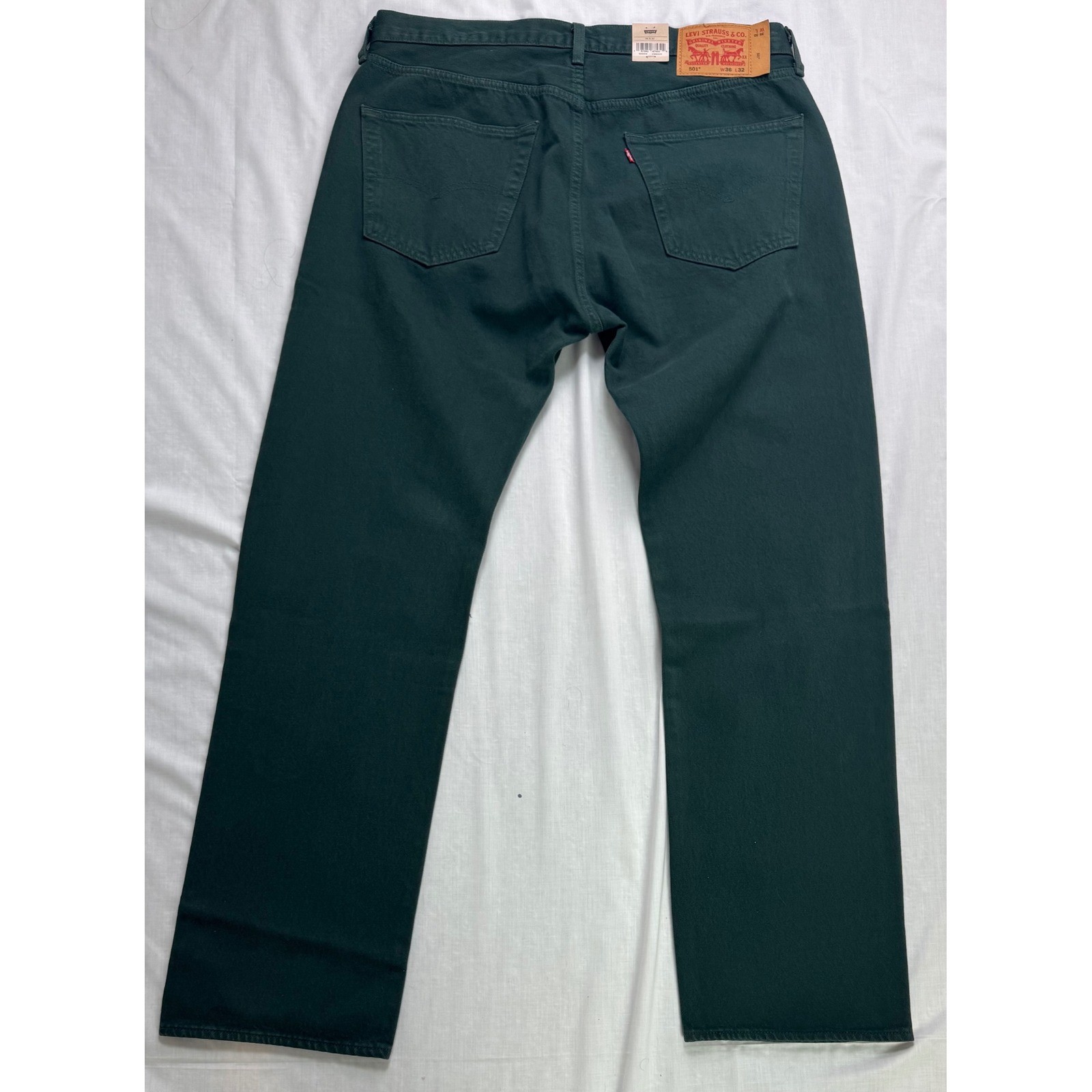 Levis 501 Original Mens Straight Leg Jeans Green denim button fly 36×32
