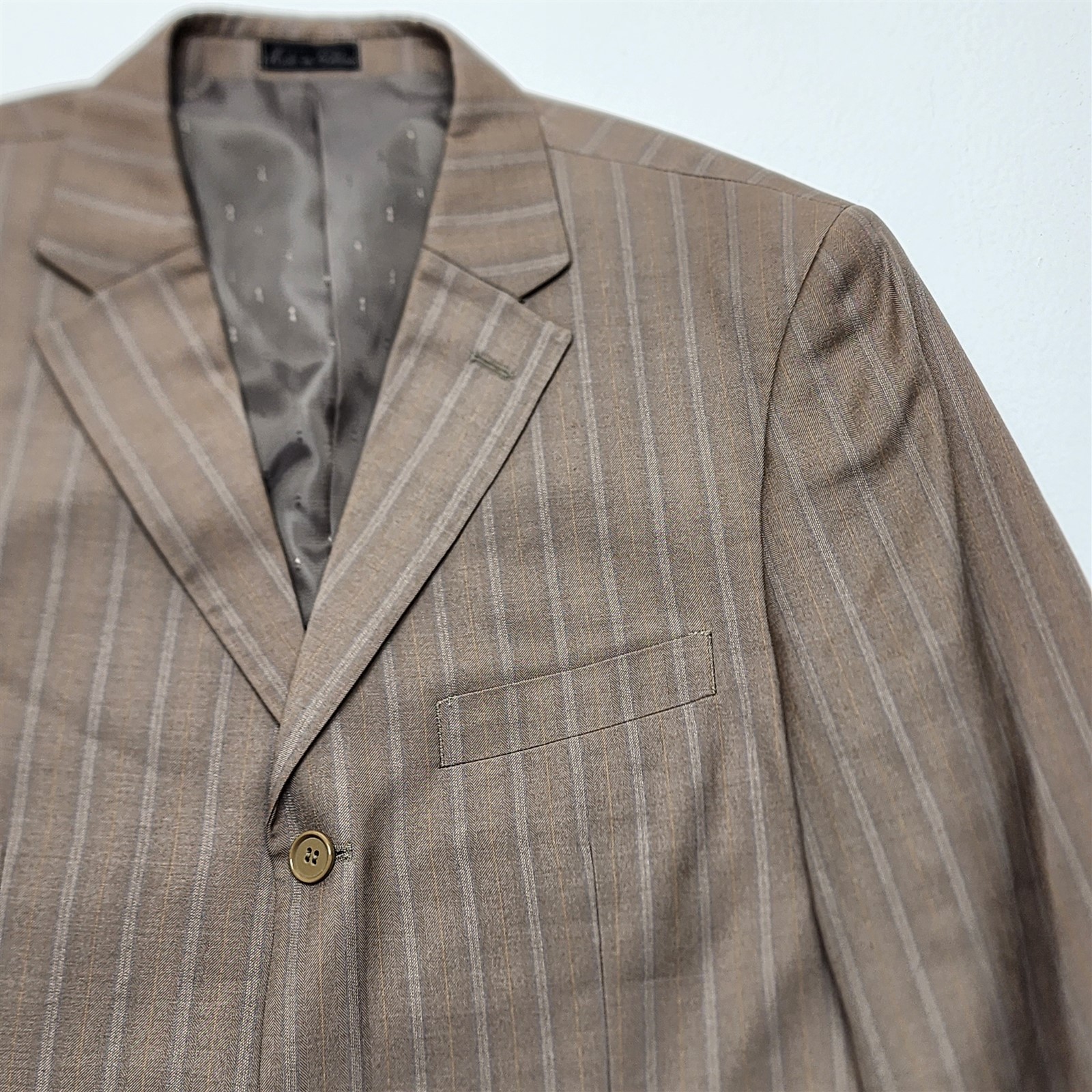 Lineage 40R 32×30 Brown Striped 3Btn 2Pc Mens Jacket Pants Suit
