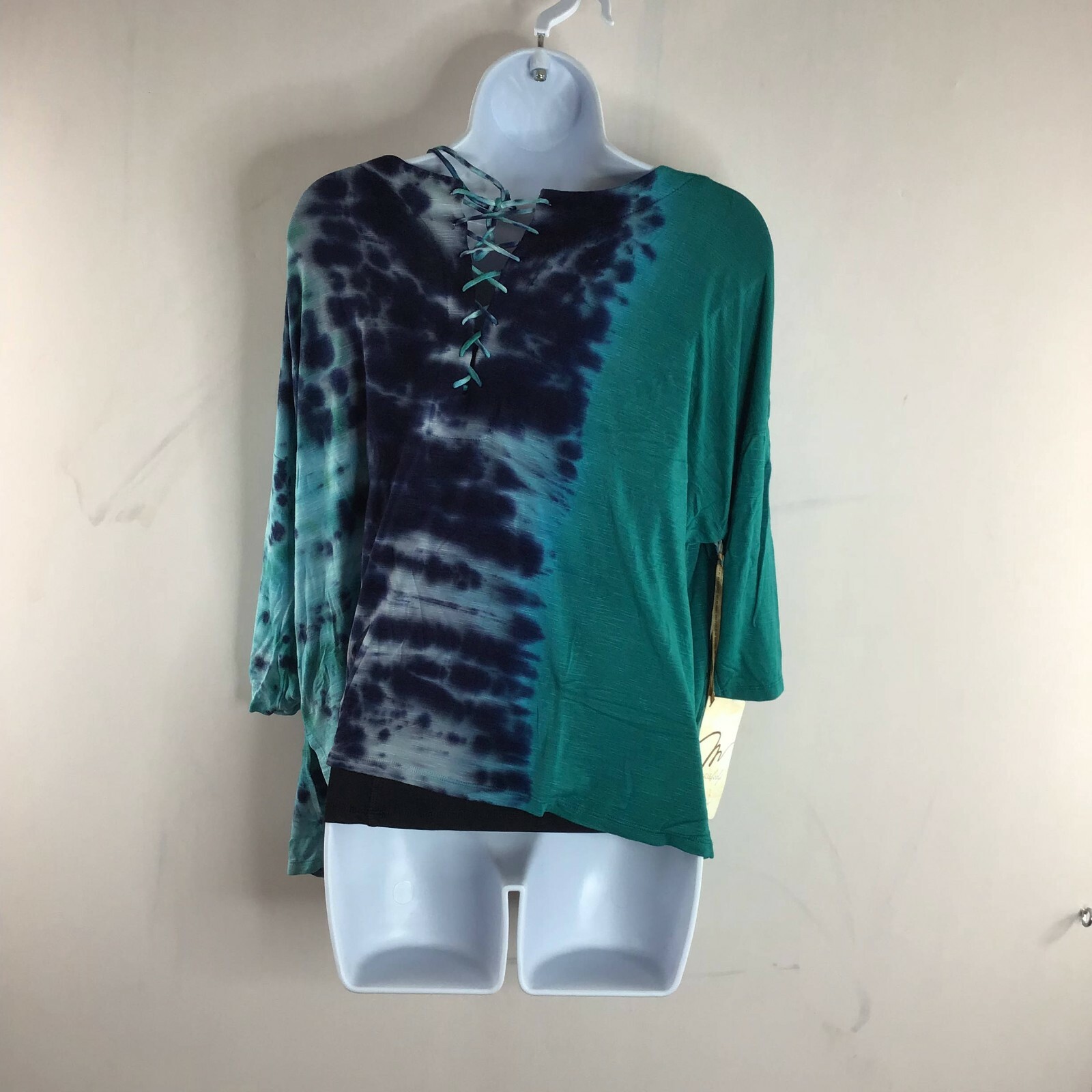 Miracle Body Women’s 2 Piece Set Top Navy Blue Tie Dye Style 4929TTRP Size Small