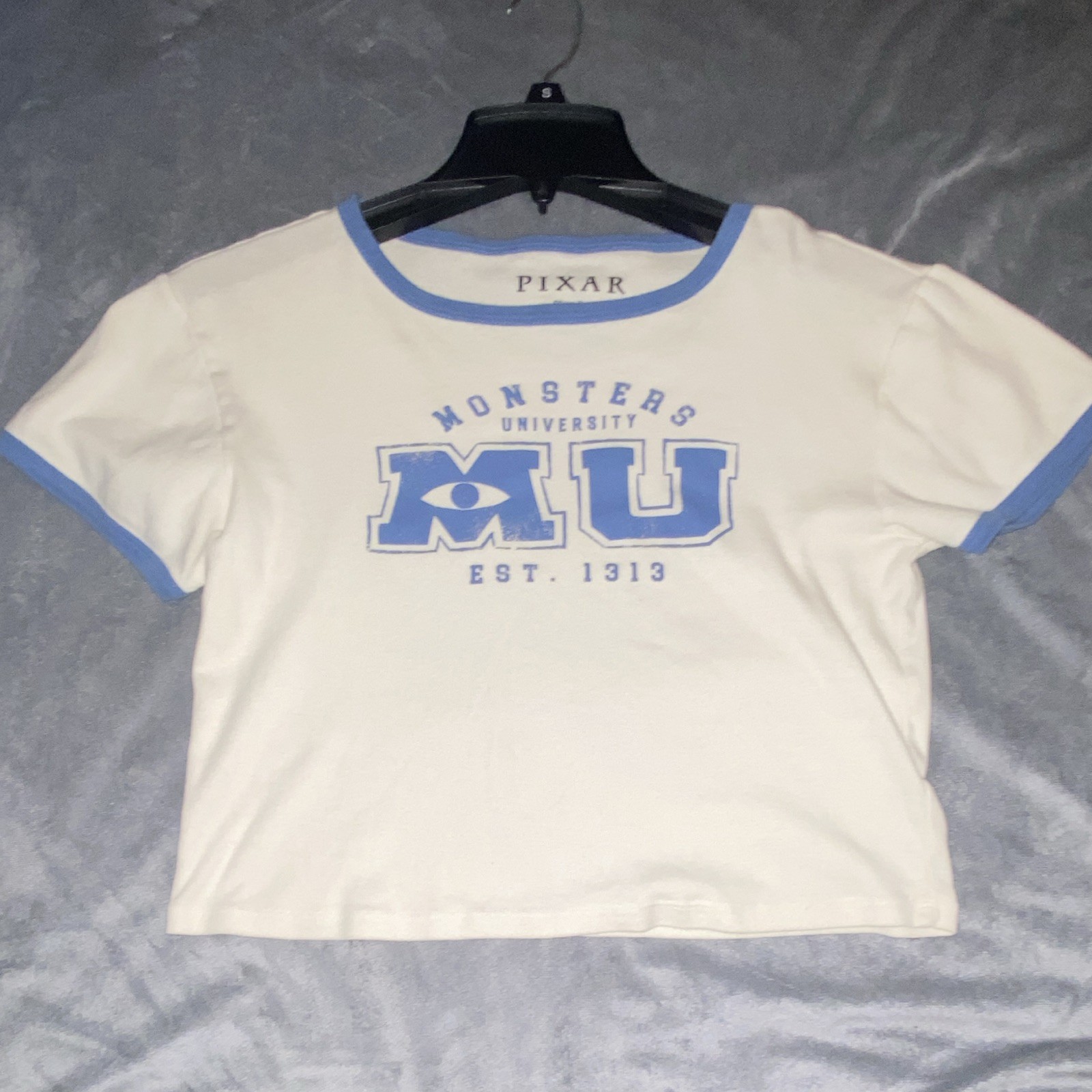 Pixar Monsters University MU Ringer Graphic Logo Crew Neck T-Shirt Men’s M