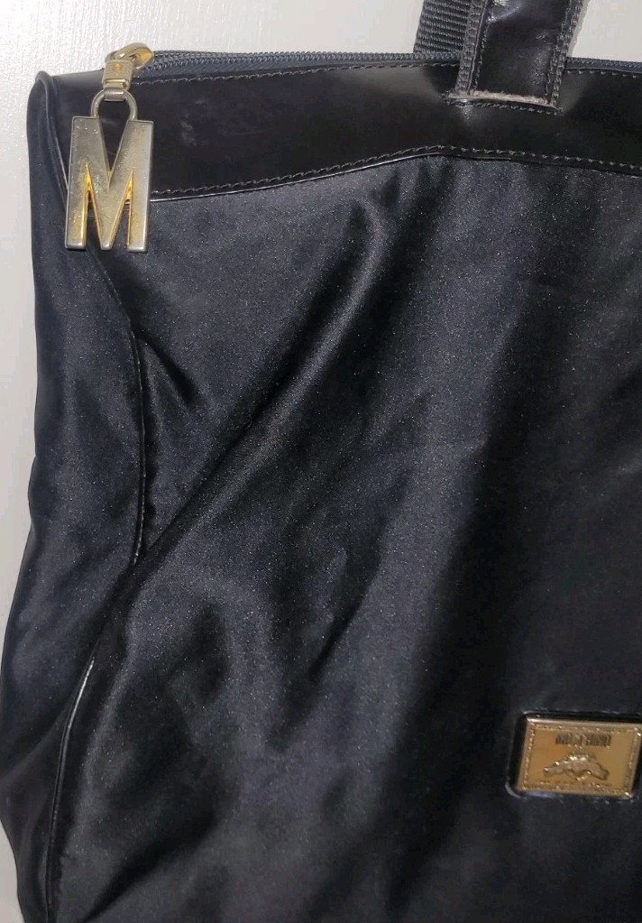 Vintage Moschino Redwall Black Nylon & Leather~Peace, Love,Anarchy, Happiness