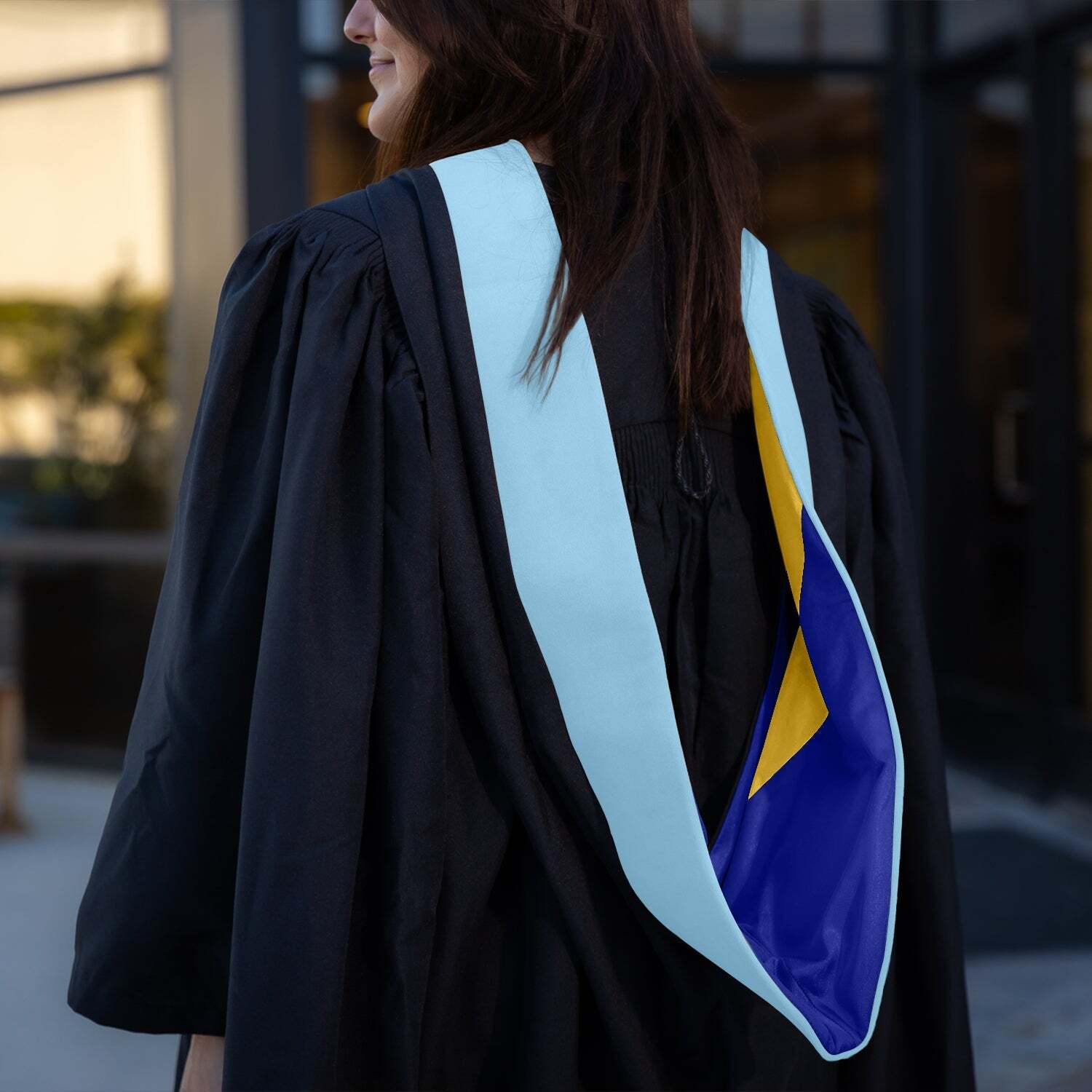 Endea Graduation Masters Hood For Education – Light Blue/Royal Blue/Gold