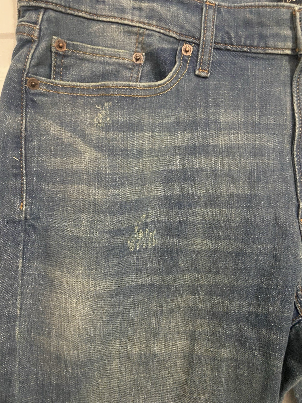 Lucky Brand 363 Vintage Straight Jeans Men’s 40×32 Blue Stretch Denim Distressed