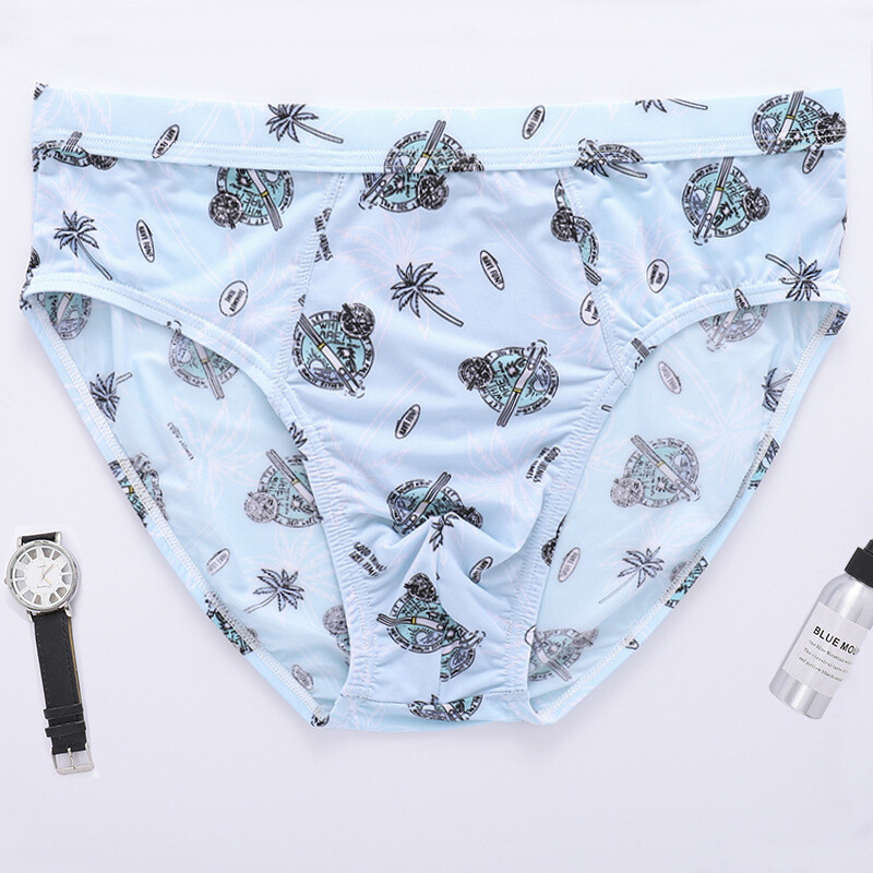 6XL Men’s Panties Ice Silk Underwear Men’s Shorts Lace Low-rise Briefs U Pouch