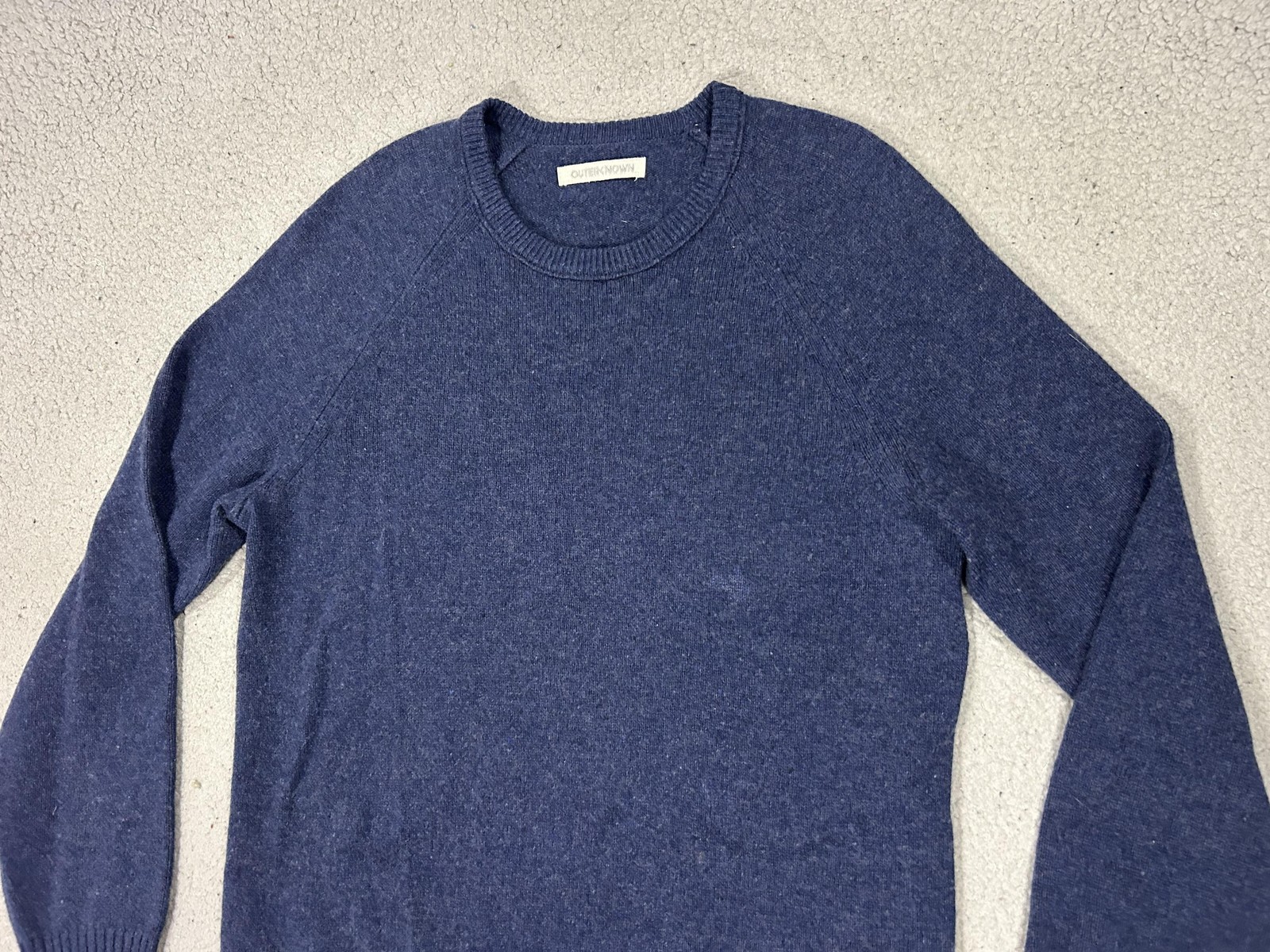Outerknown Sweater Mens Large Blue Recycled Cashmere Merino Crewneck Soft Knit
