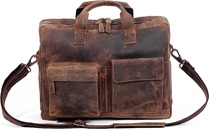 Leather briefcase 18 Inch Laptop Messenger Bags for Men and Women