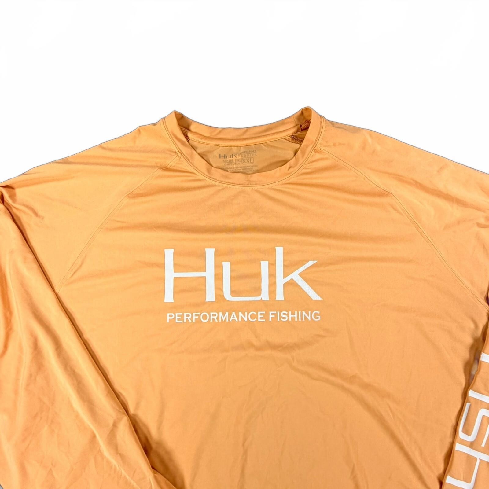 Men’s Huk Performance Fishing Long Sleeve Shirt Orange Size XXL