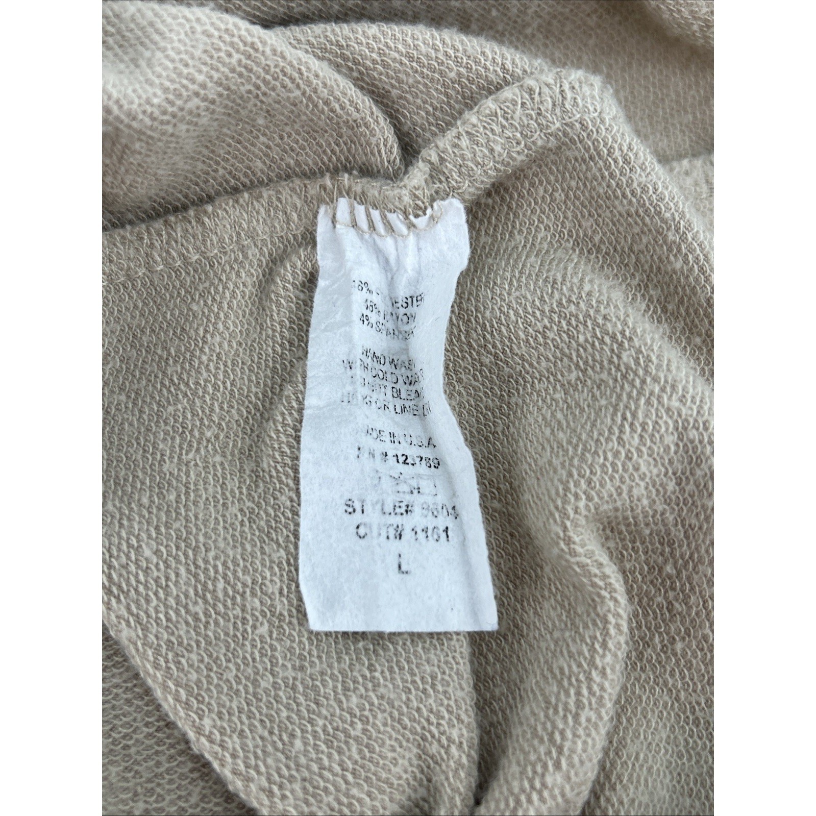 Windsor Womens L Taupe Tan Tie Front Raglan Long Sleeve French Terry Top 9804