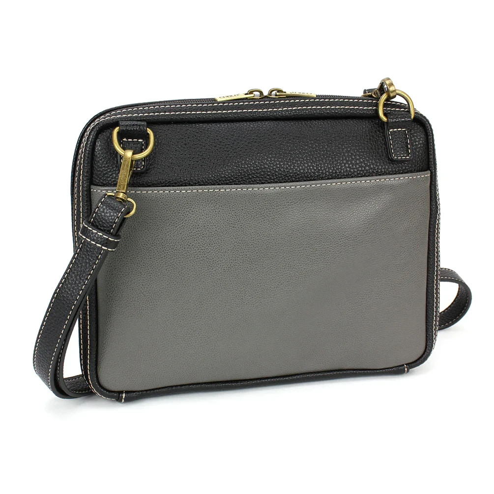 NEW CHALA BLACK GRAY BLUE BUTTERFLY COMPANION ORGANIZER CROSSBODY FAUX LEATHER