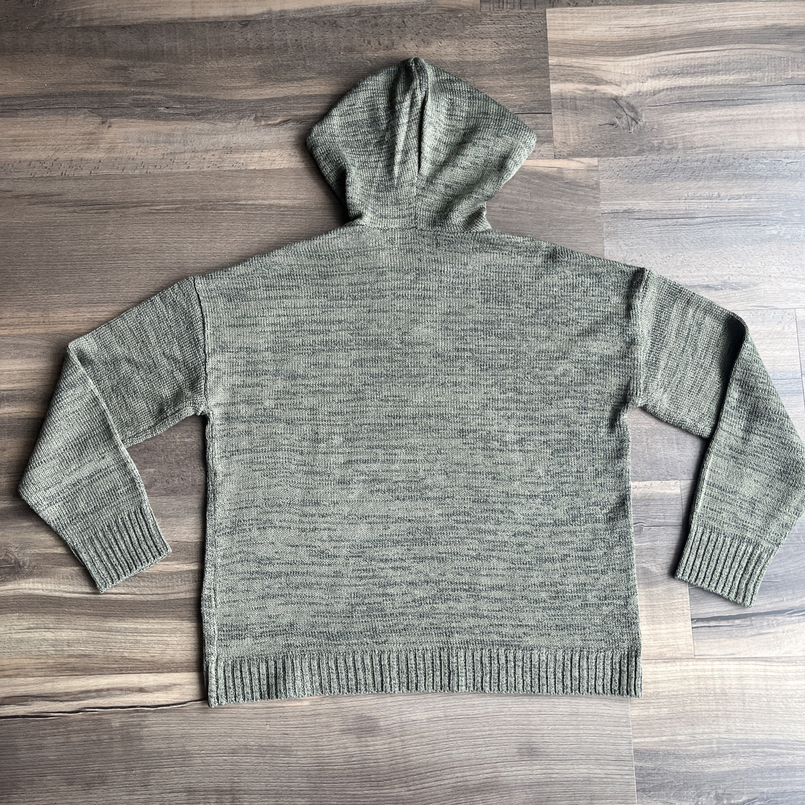 Marled Reunited Knitted Pullover Hoodie Sweater Weather Olive Green Large