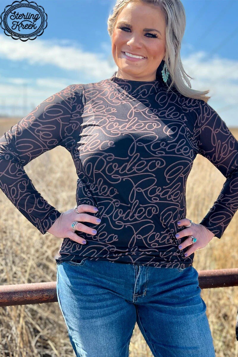 Sterling Kreek Rodeo Queen Mesh Top Size Medium