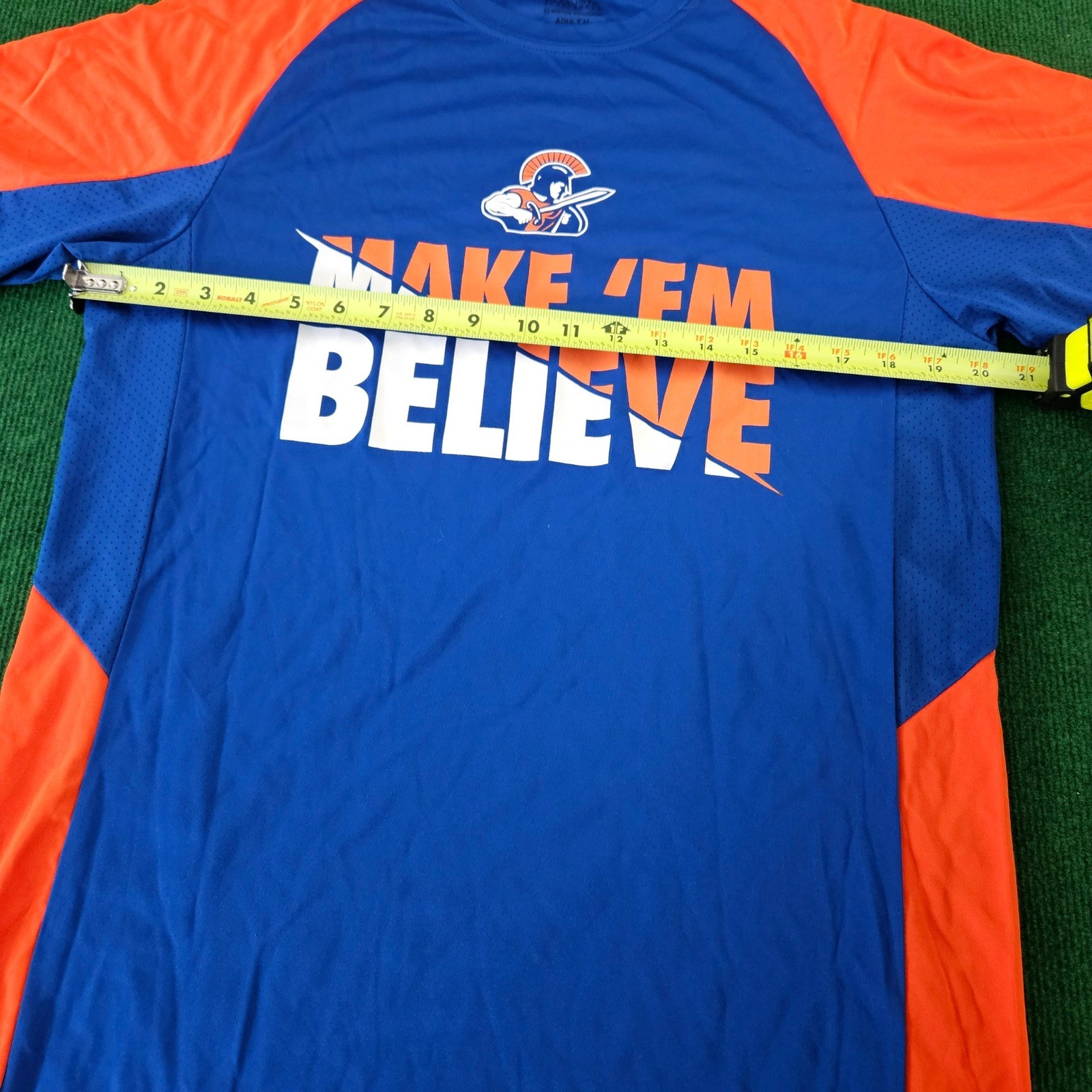 Augusta Sportswear Make Em Believe Adult M Blue Orange Raglan T Shirt