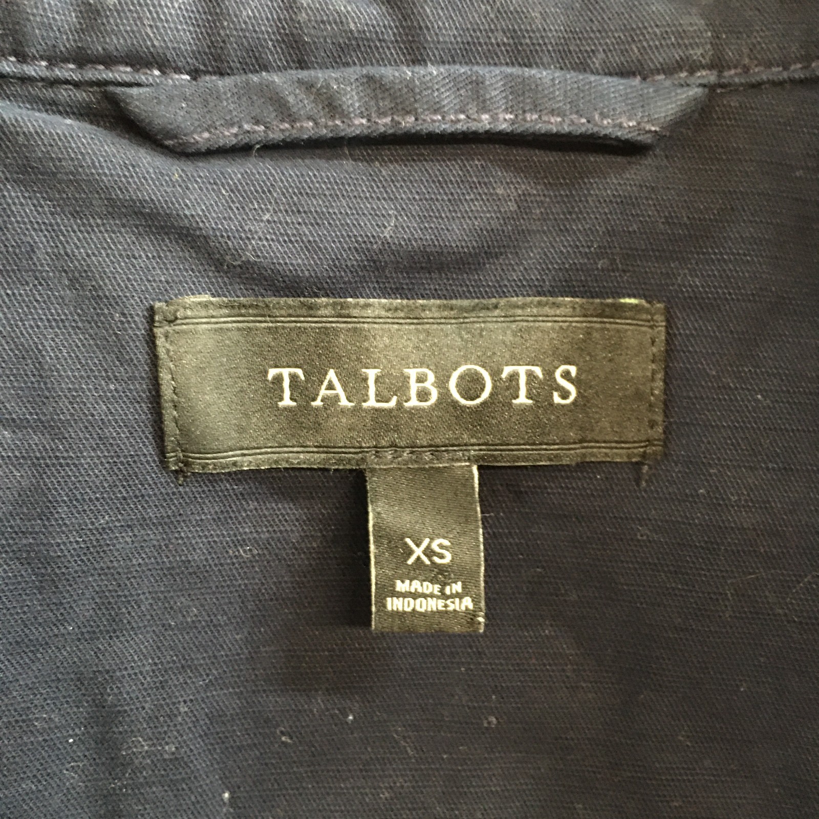 Talbots Safari Utility Jacket Womens XS Long Sleeve Full Zip Collared Denim Blue