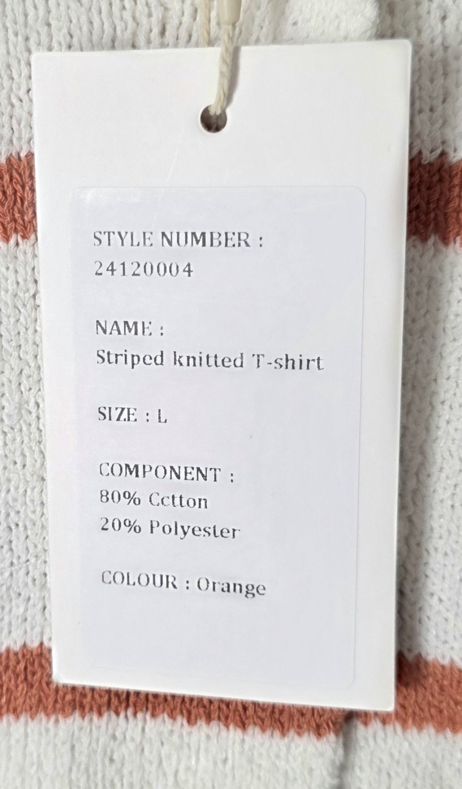 Moonlitx Sweater Top Womens Large Knit Orange Striped 80/20 Cotton/Polyester