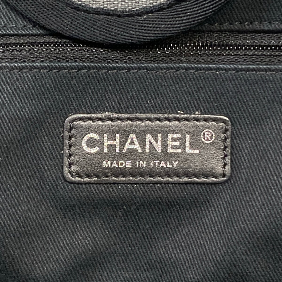 CHANEL Deauville Line Gray Black Canvas Leather Tote Bag