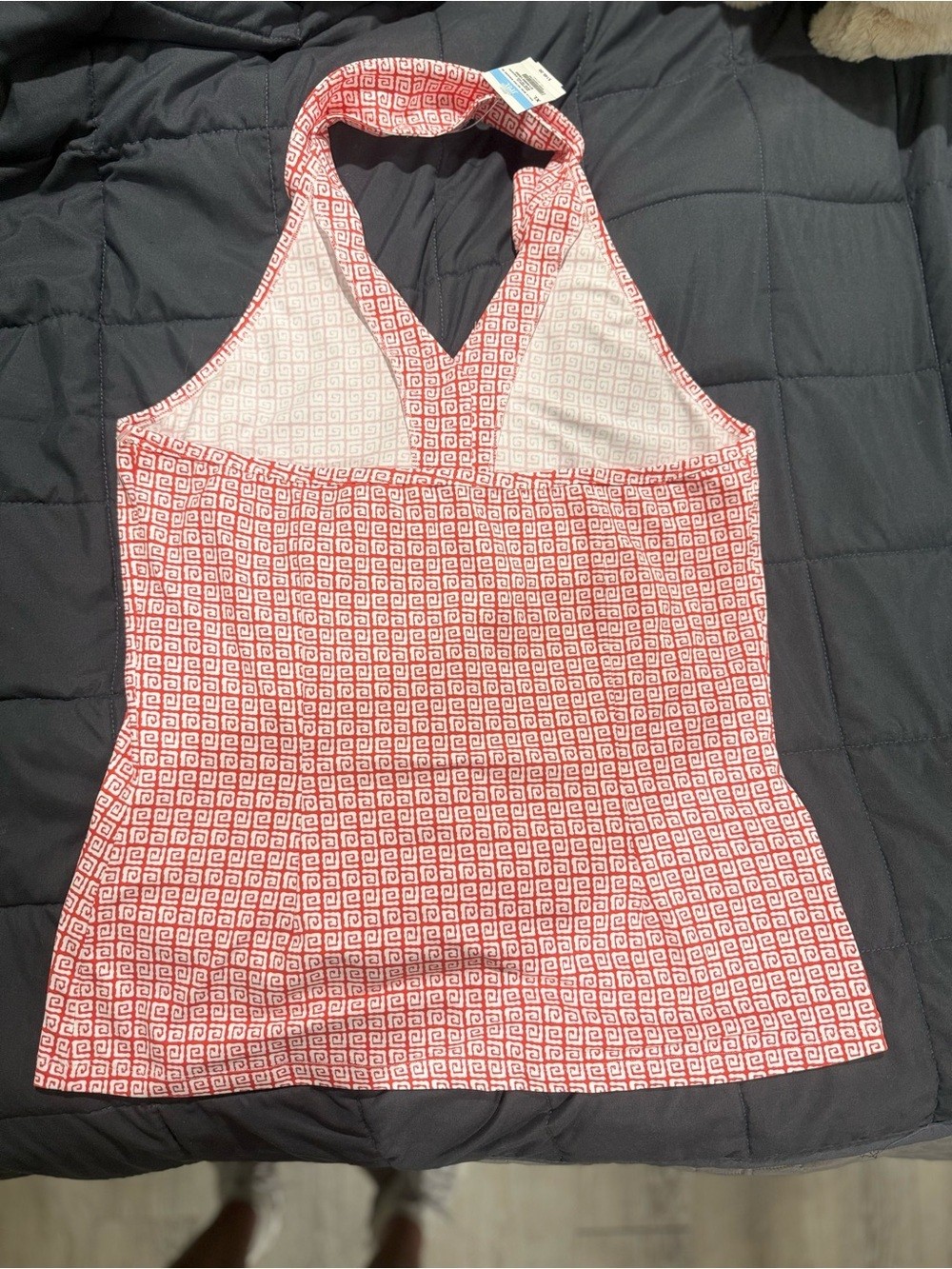 J.McLaughlin Calla Halter Top XL NWT Red White Mini Retro Square Catalina Cloth