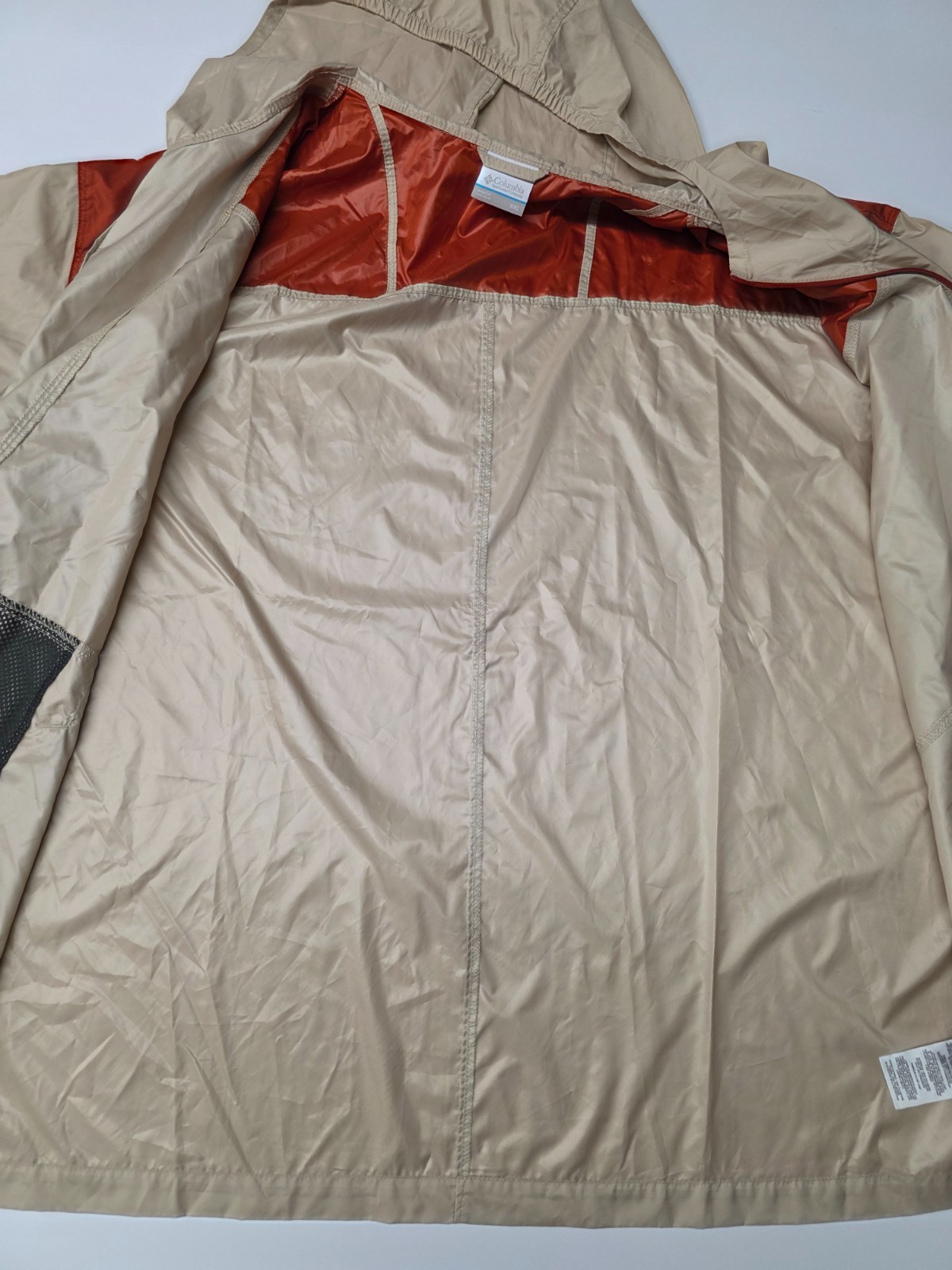 Columbia Flashback Windbreaker Jacket Hooded Beige Red Men’s XXL NWT