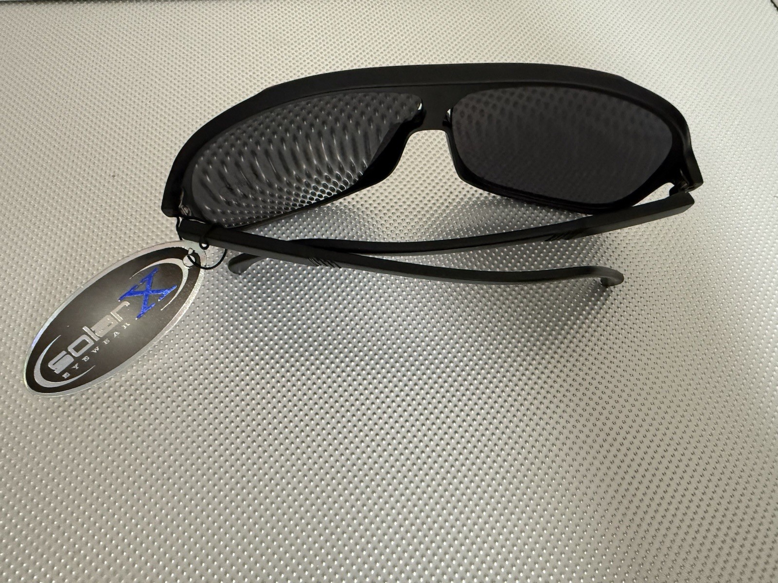 Solar X Eyewear Men’s Rectangle Sunglasses Black Plastic Frame Gray Tinted