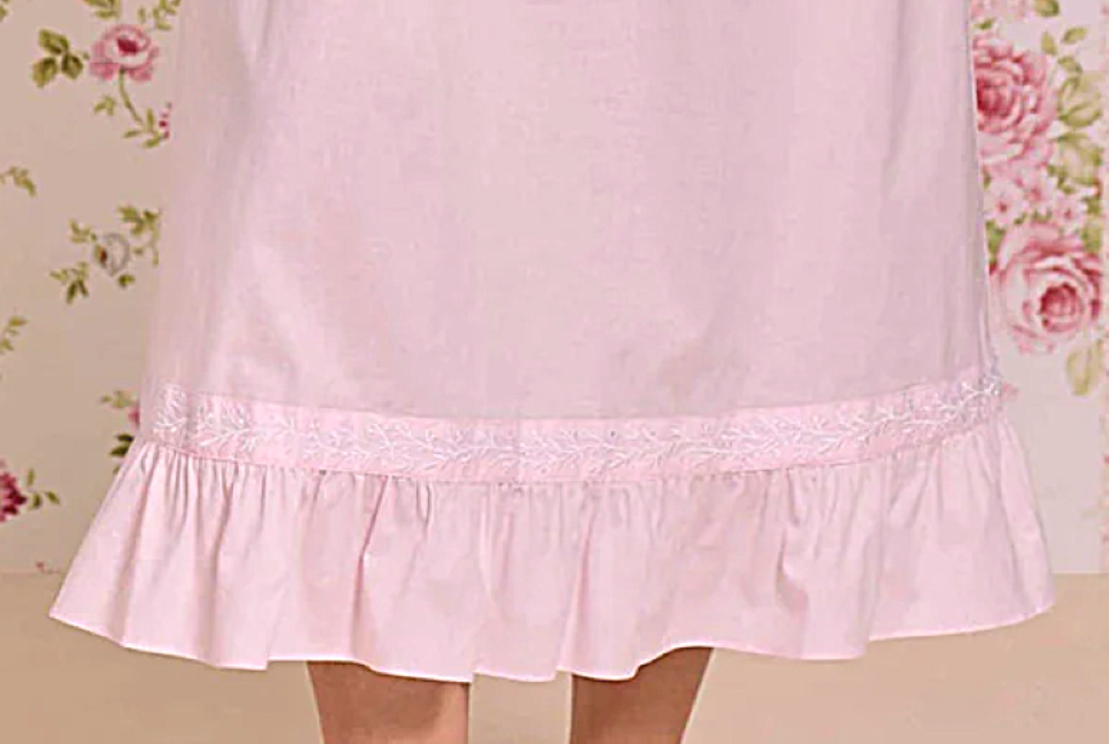 Nwt Eileen West Rose Pink EMBROIDERED 100% Cotton Lawn Long Ballet Nightgown L