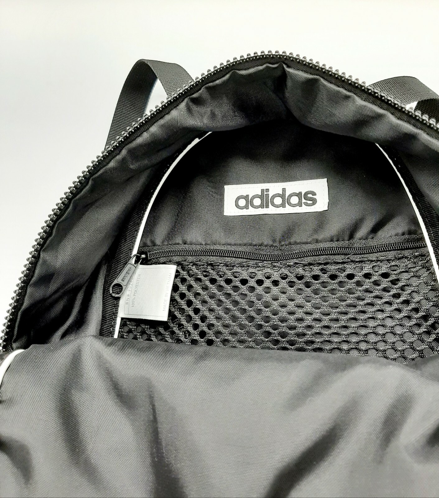 Adidas Core Mini Backpack, White Monogram on Black , RARE, 9″L x 4½”W x 11″H