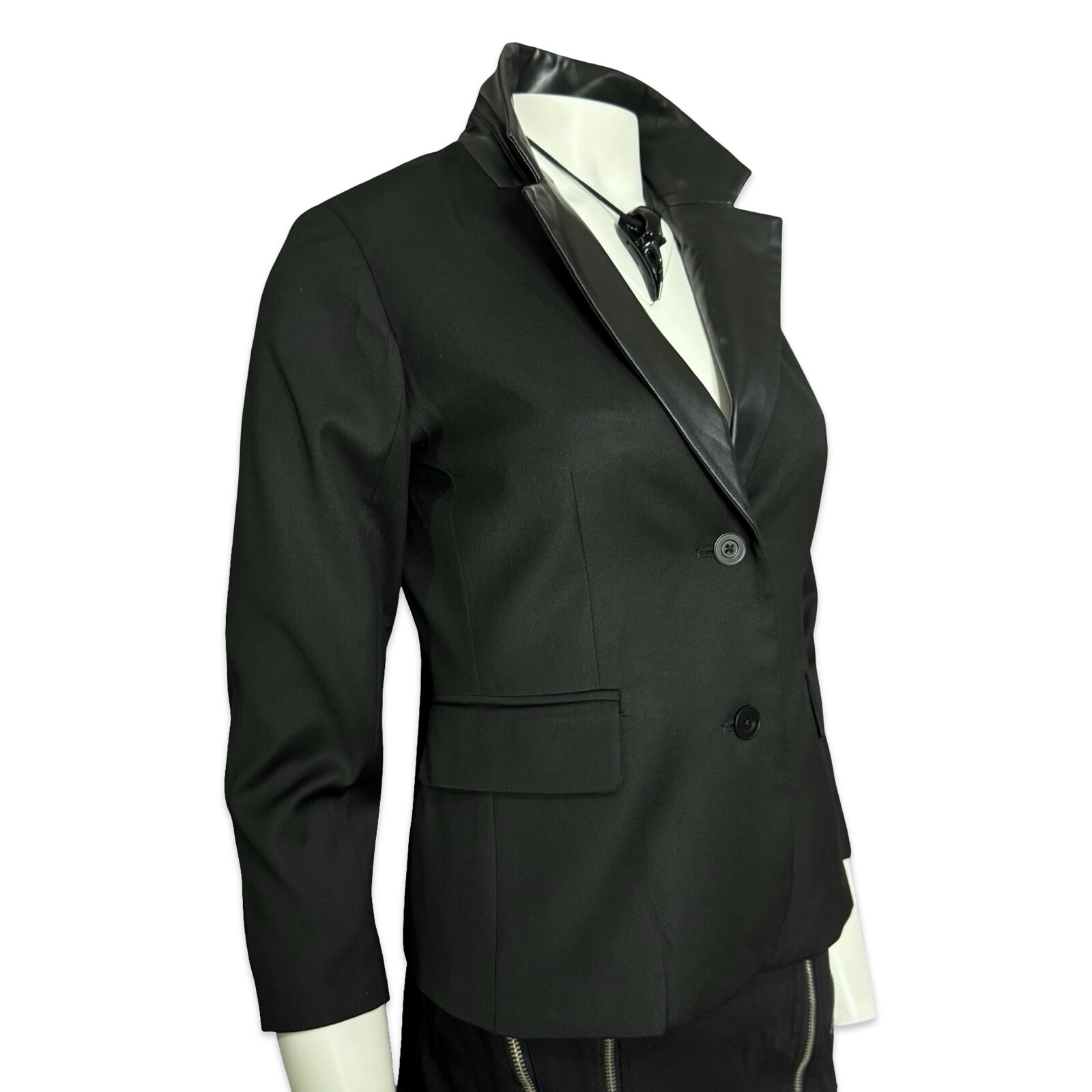 KILL CITY VEGAN LEATHER WORK SEXY ROCKABILLY SHIRT GOTHIC OFFICE JACKET BLAZER