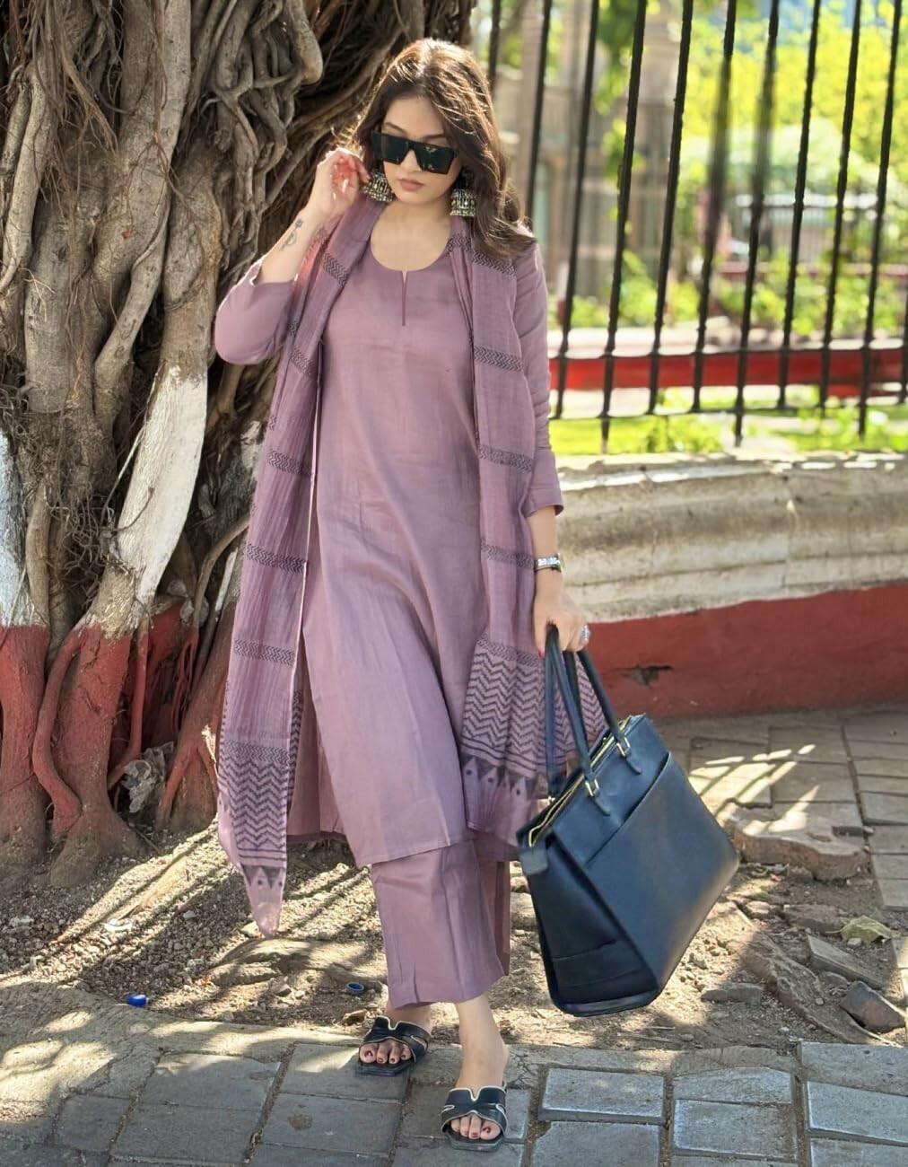 Women’s Rayon Blend Solid Straight Kurta with Pant & Dupatta