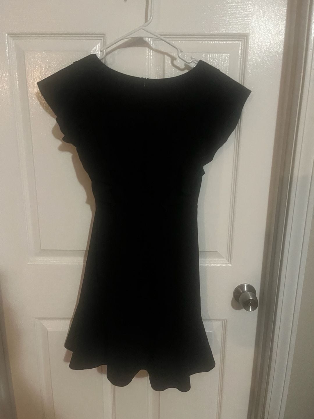 Altar’d State Black V-Neck Flutter Sleeve Ruffle Hem Dress