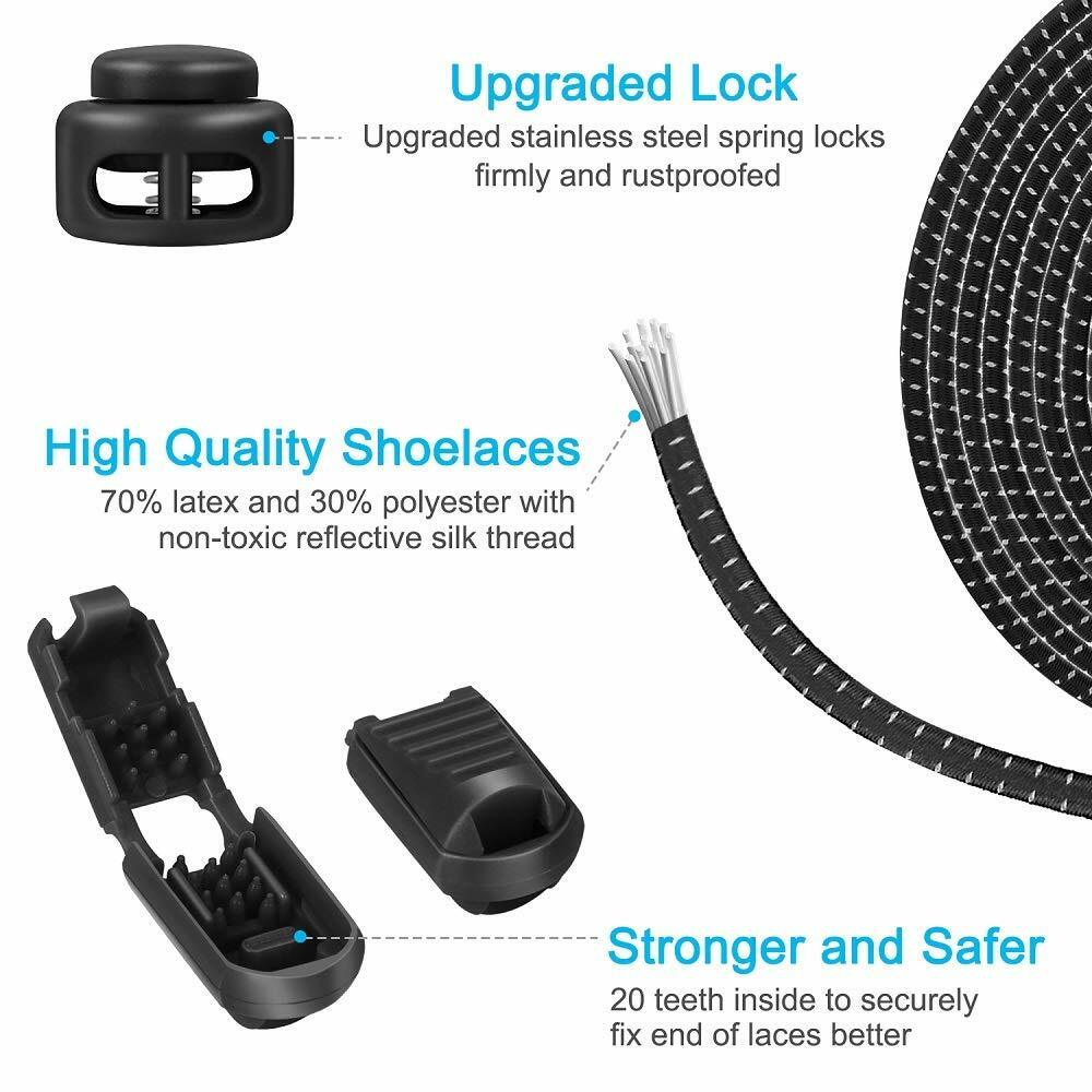 No Tie Lock Shoelaces Elastic Shoe Laces String For Kids Adults Sport Sneakers