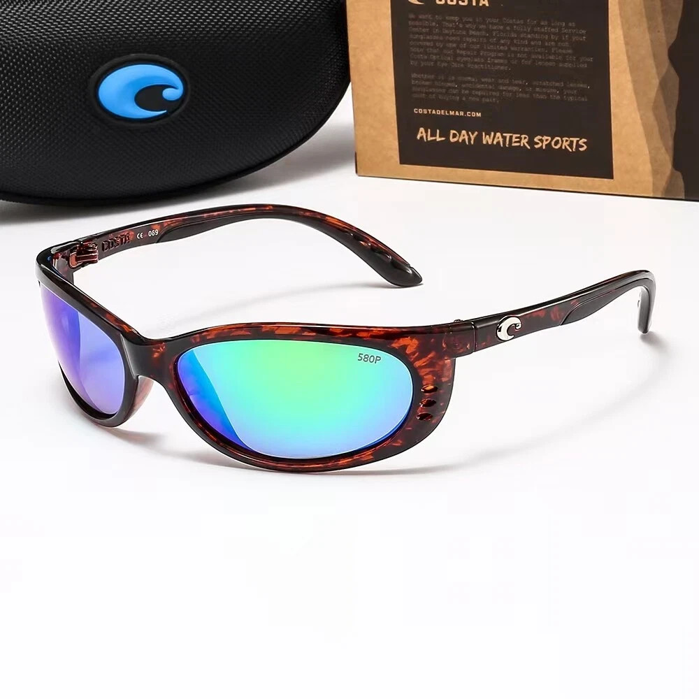 Costa del Mar Brine Tortoise Shell Frame Green Mirror Polarized Sunglasses 580P