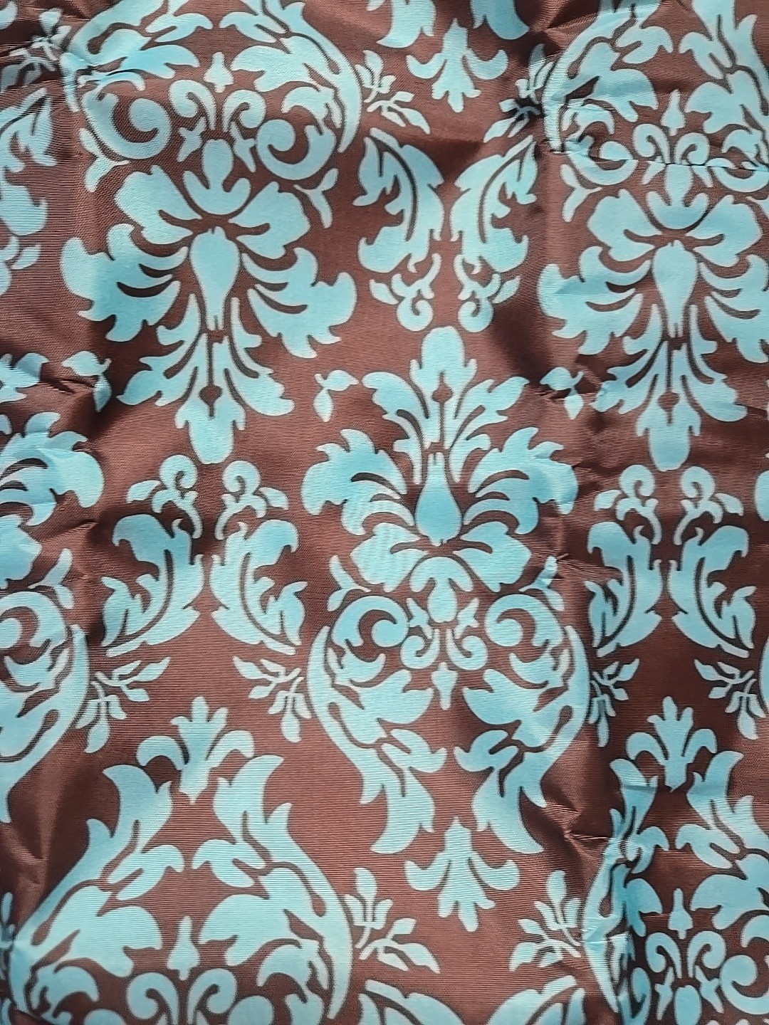 Sachi Damask Blue Brown Foldable Insulated Bag Tote With Carry Bag 15×16″