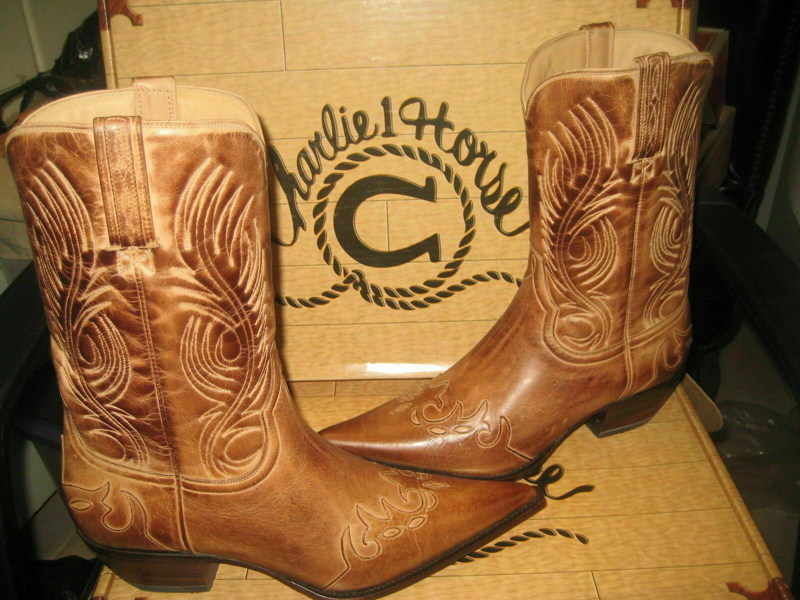 Women’s Charlie 1 Horse Leather Western 10″ Boots I4585 Ceramic Bomber Brown Tan