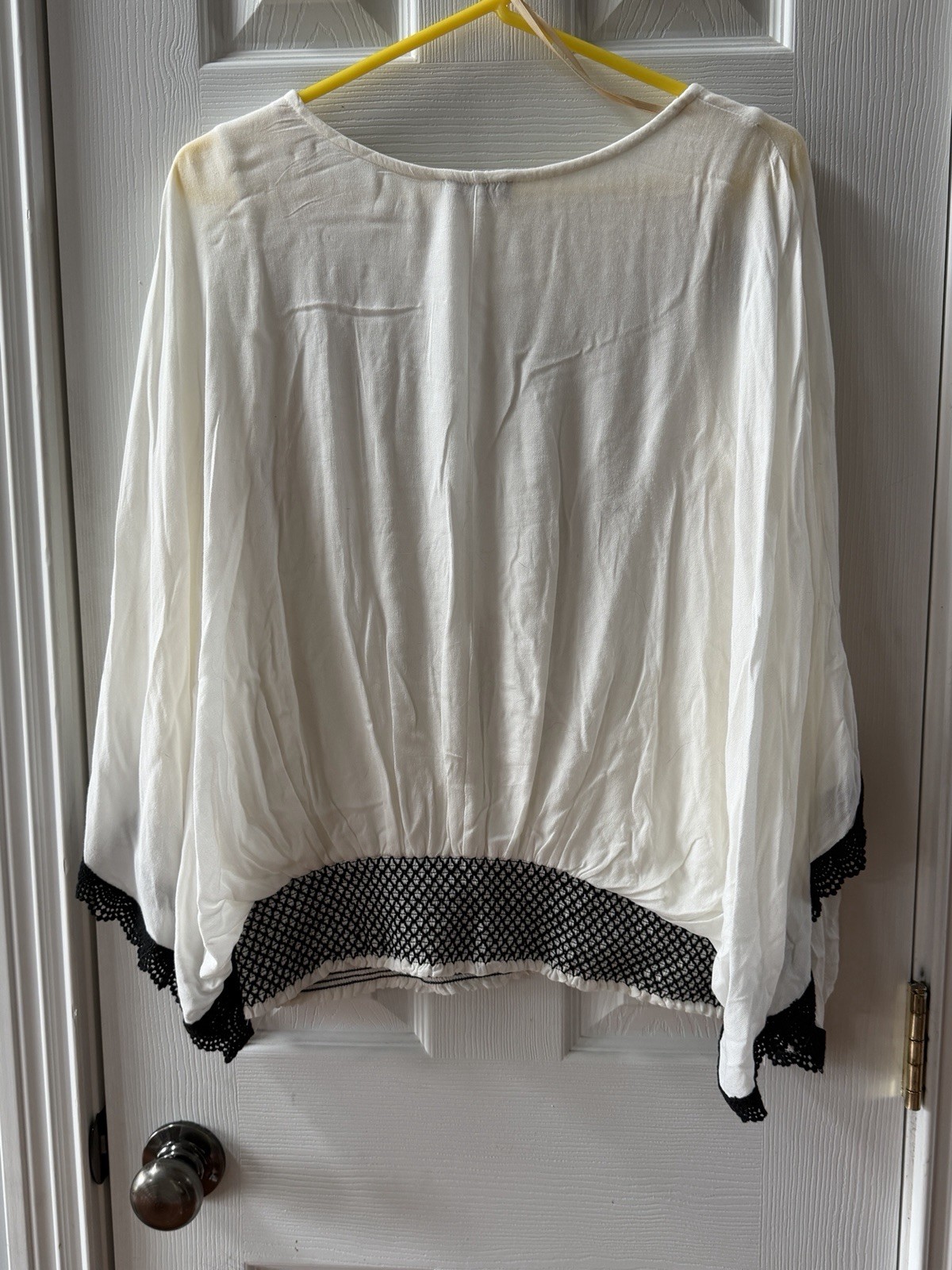 Democracy Lace Batwing Sleeve Embroidered Bohemian Medium Top Blouse