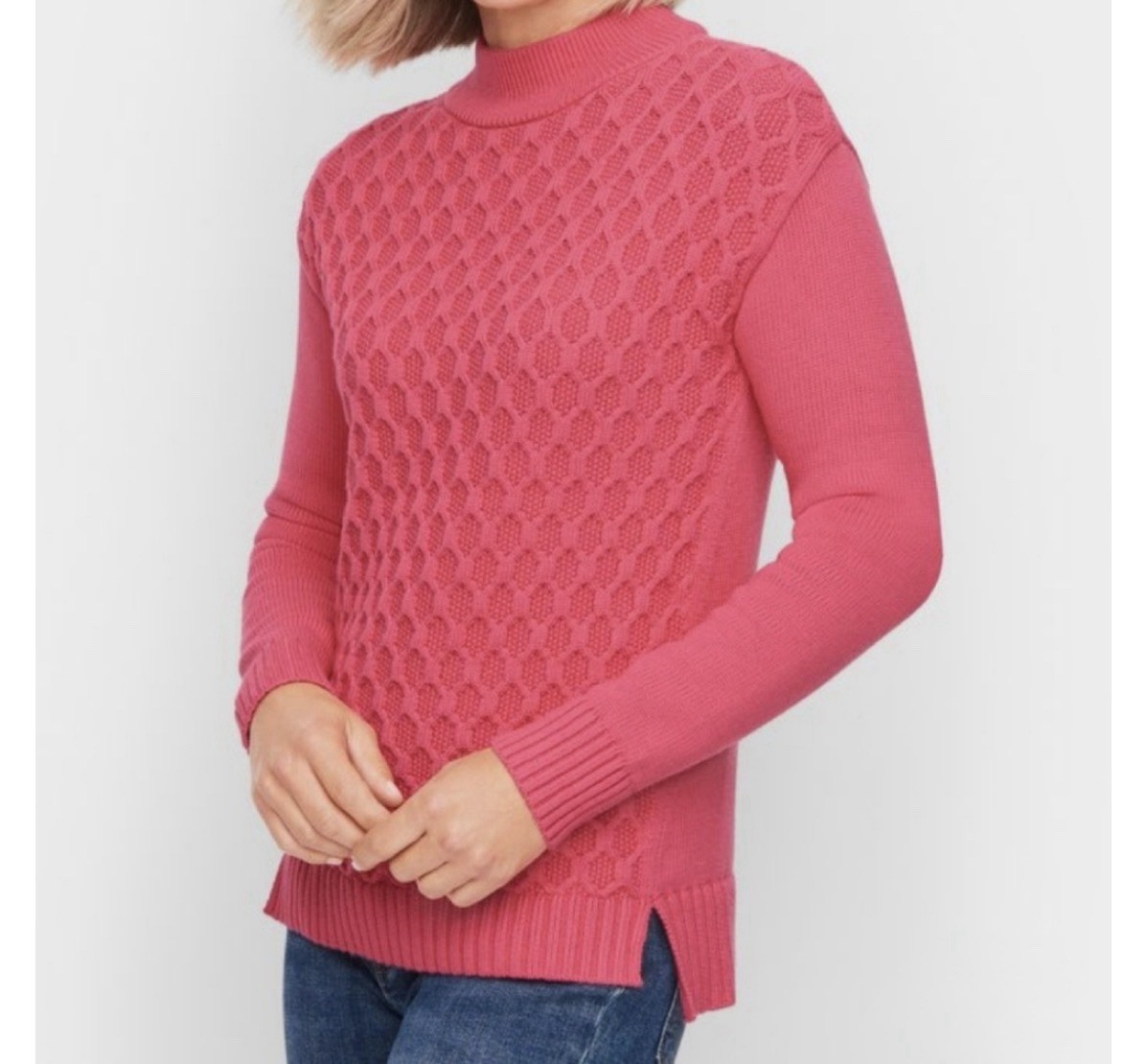 Women’s Talbot Sweater Bright Pink Sz L Girlhoodcore Cottage Core Office Casual