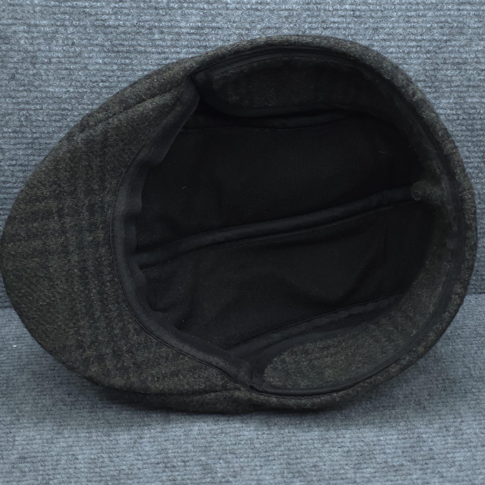 Flat Cap Ivy Hat Mens One Size Green Plaid Wool Blend Ear Flap Lined Winter
