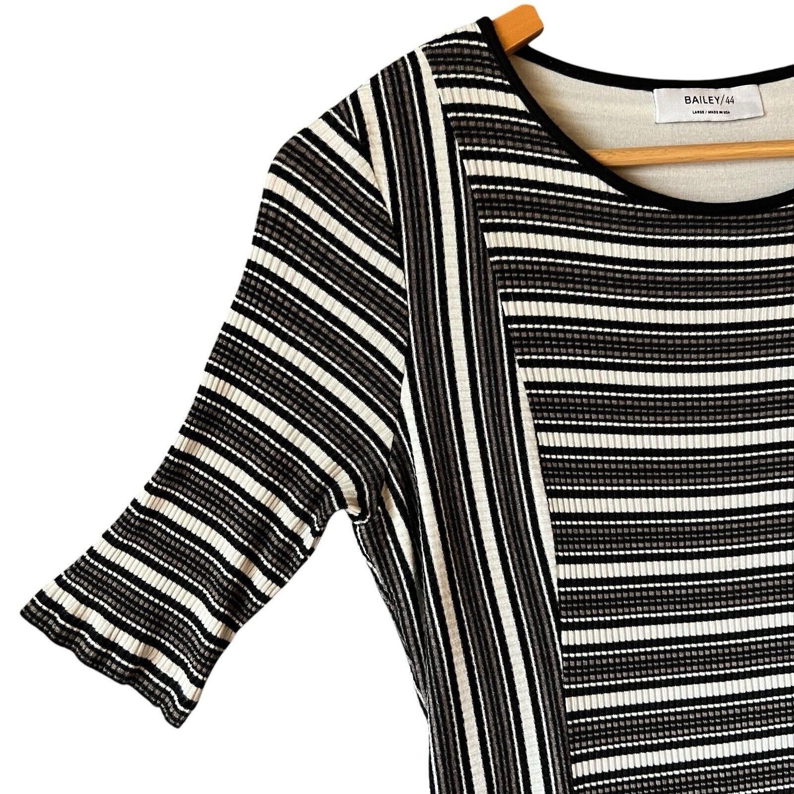 Bailey44 Stretch Stripe Bodycon Column Midi Rib Knit Dress City Preppy Y2K Large