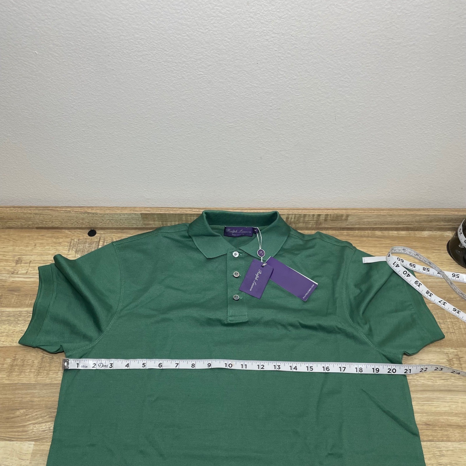 Ralph Lauren Purple Label Mens Green Cotton Pique Polo Shirt Made in Italy New M