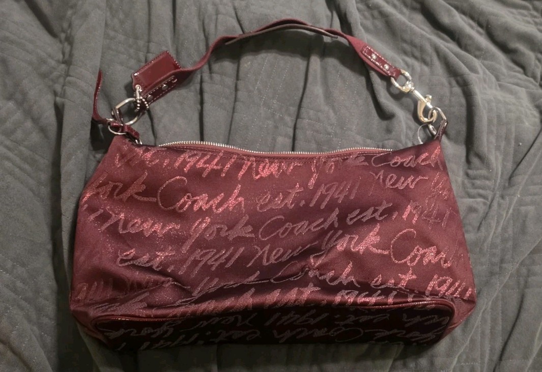 Coach Burgundy Dark Red Poppy Signature F17472 Hobo Bag Rare Holiday Limited
