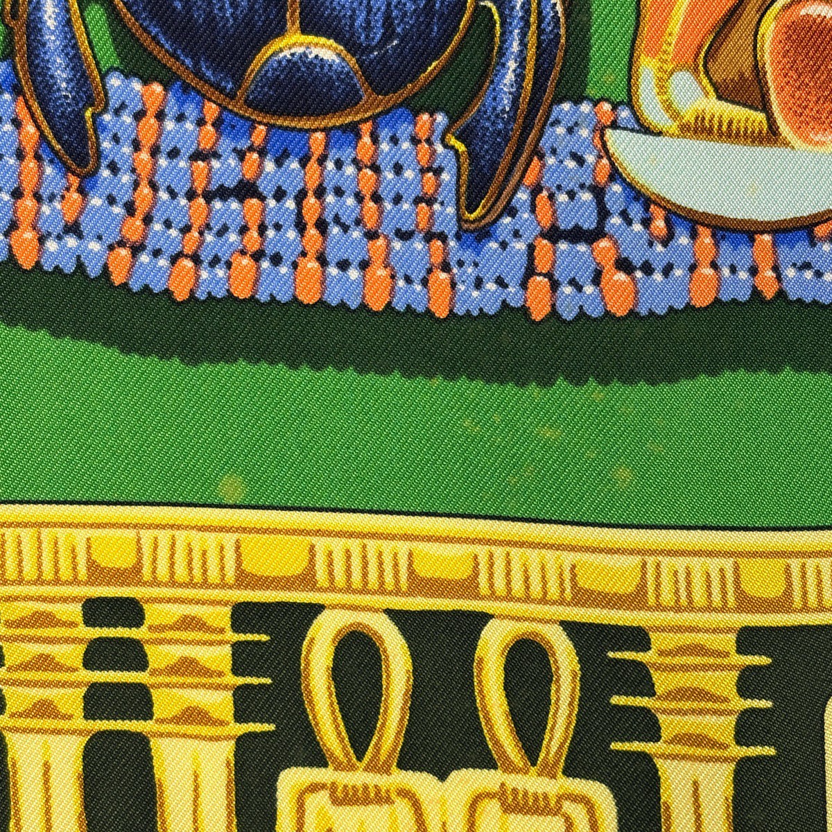 HERMES Carre90 TUTANKHAMUN Tutankhamen egypt Scarf silk Green Multicolor Women