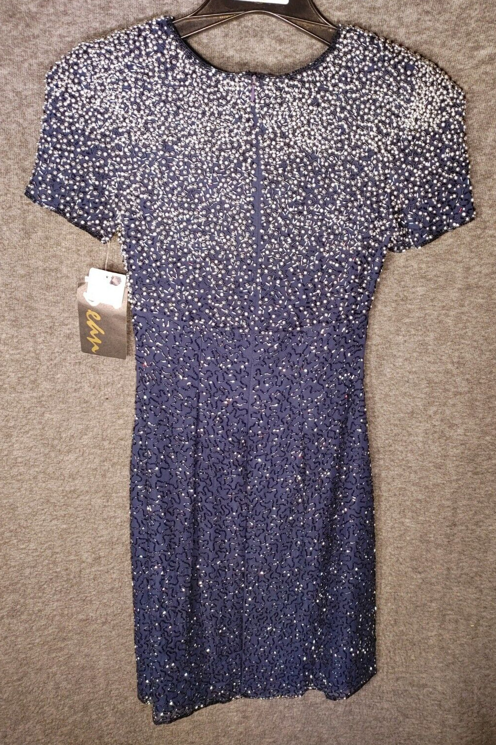 Sean Collection Vintage Blue Beaded Pearl Evening Gown Prom Dress Sz S NWT